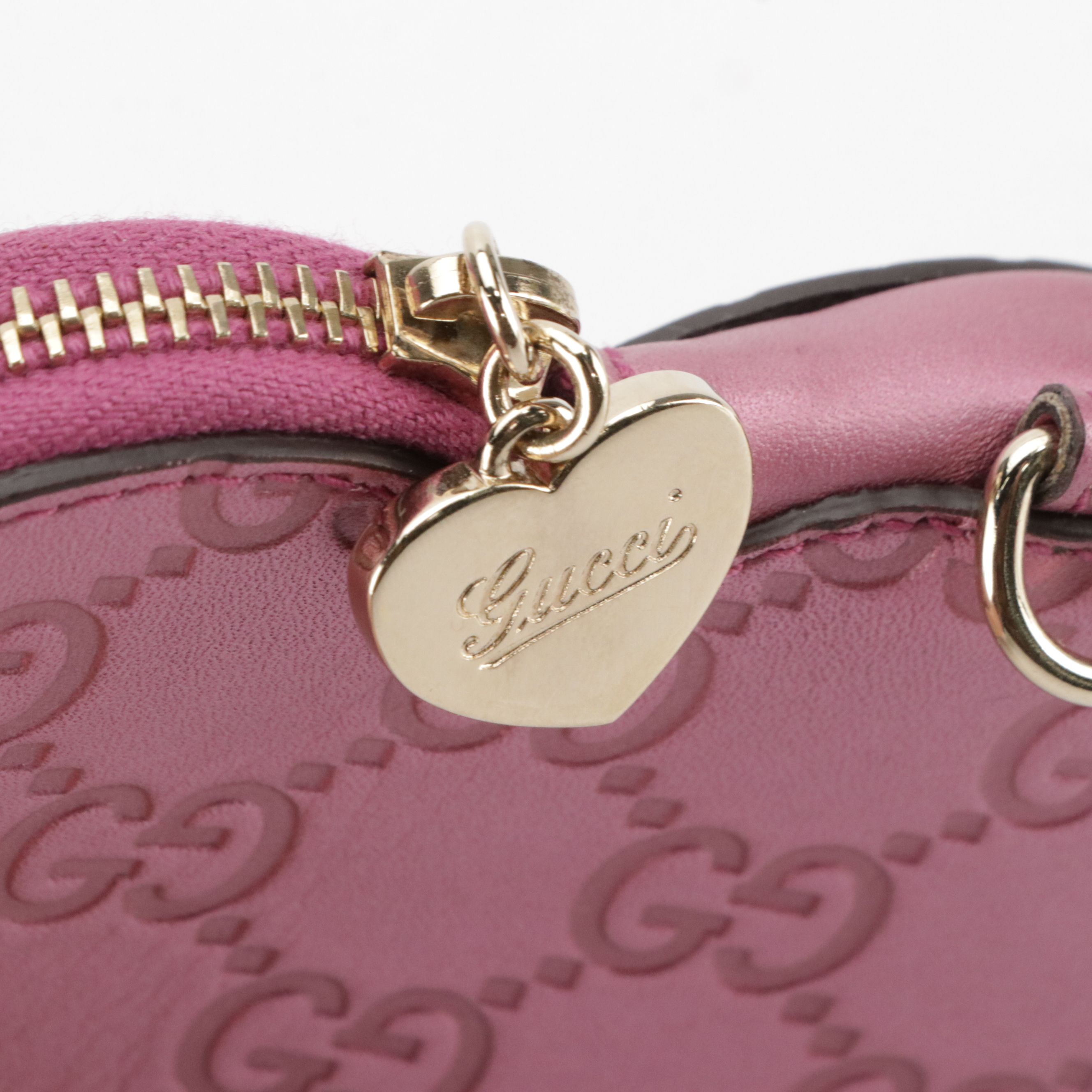 Gucci Heart Coin Pouch in Metallic Pink Guccissima Leather, With Box