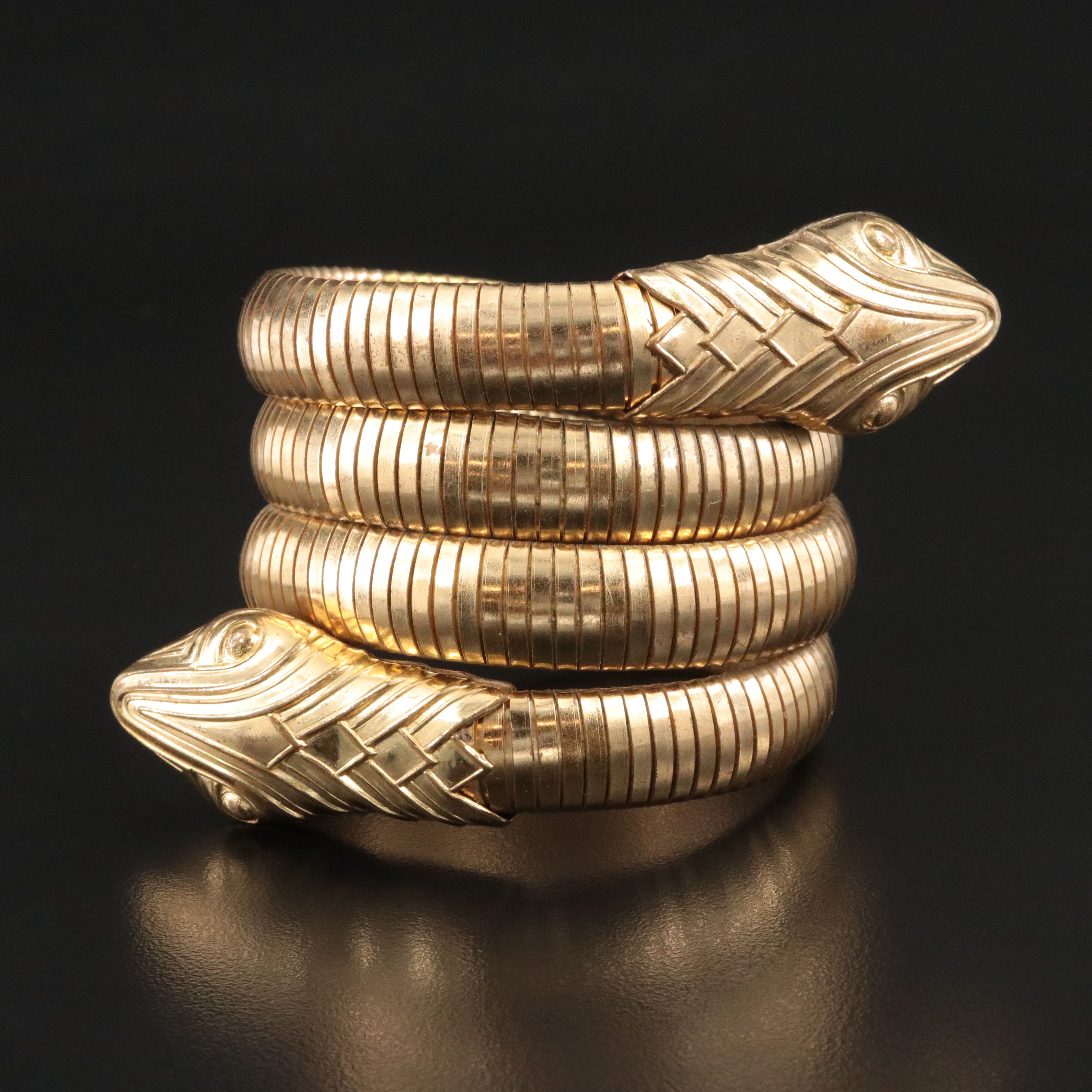 Vintage Tubogas Double Headed Snake Wrap Bracelet