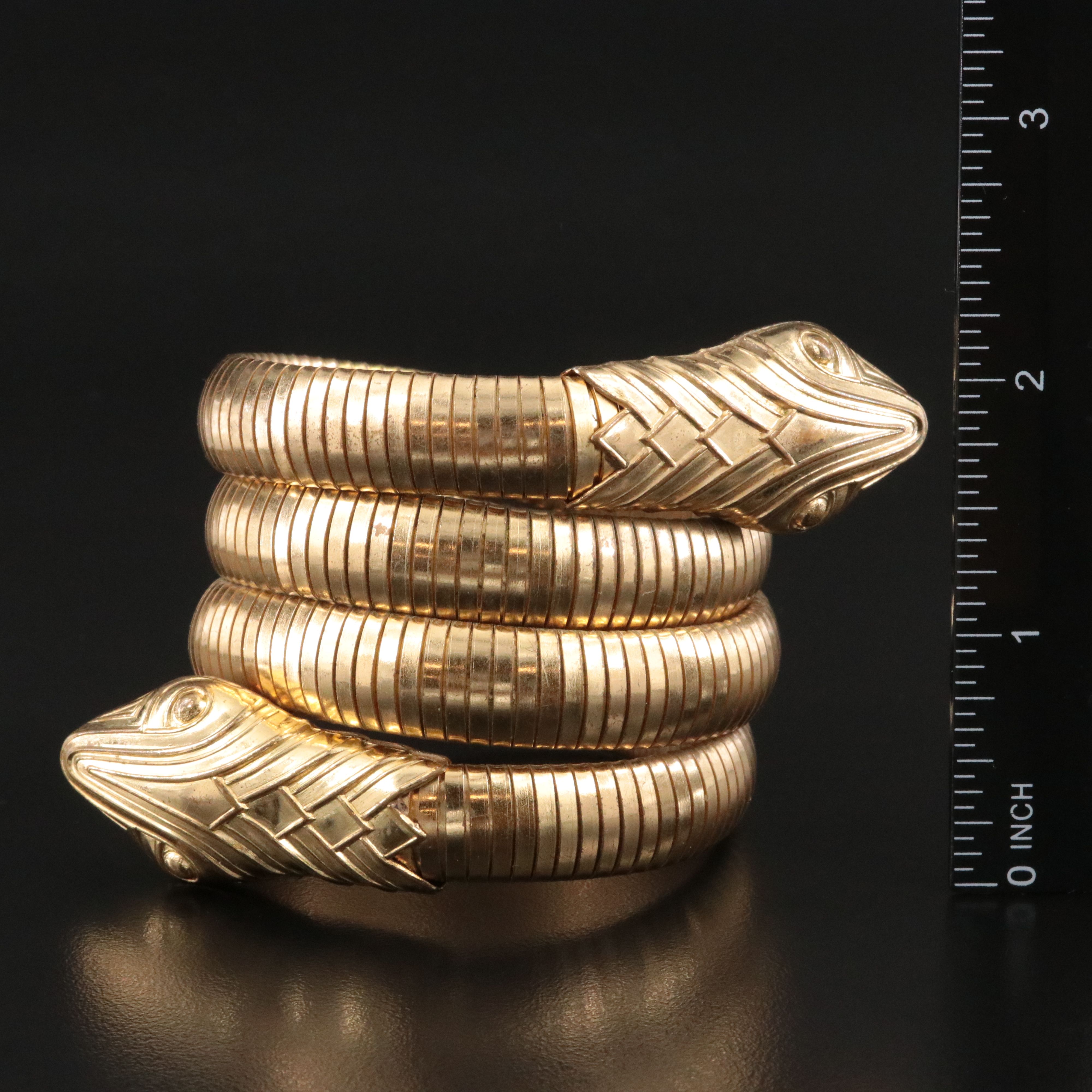 Vintage Tubogas Double Headed Snake Wrap Bracelet
