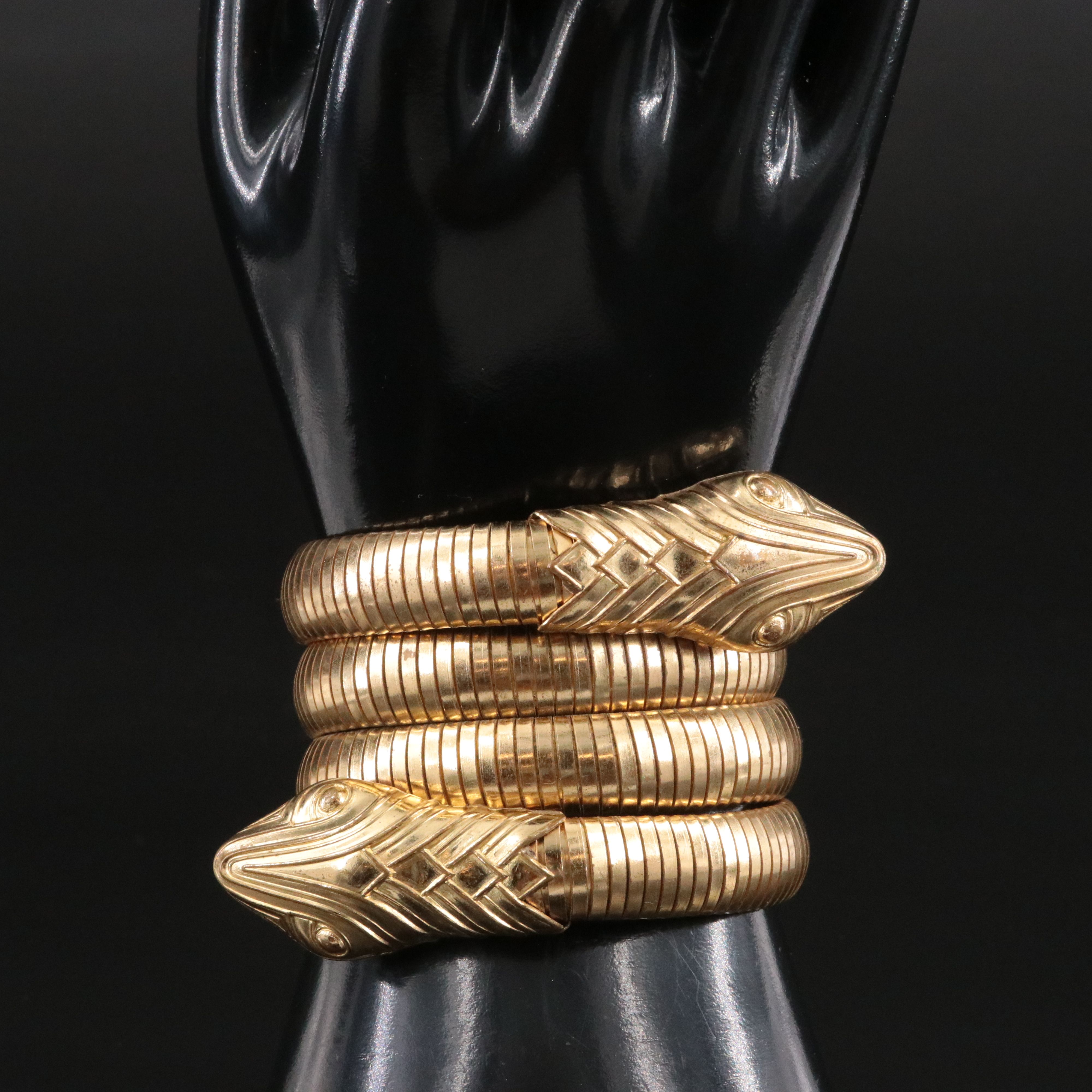 Vintage Tubogas Double Headed Snake Wrap Bracelet