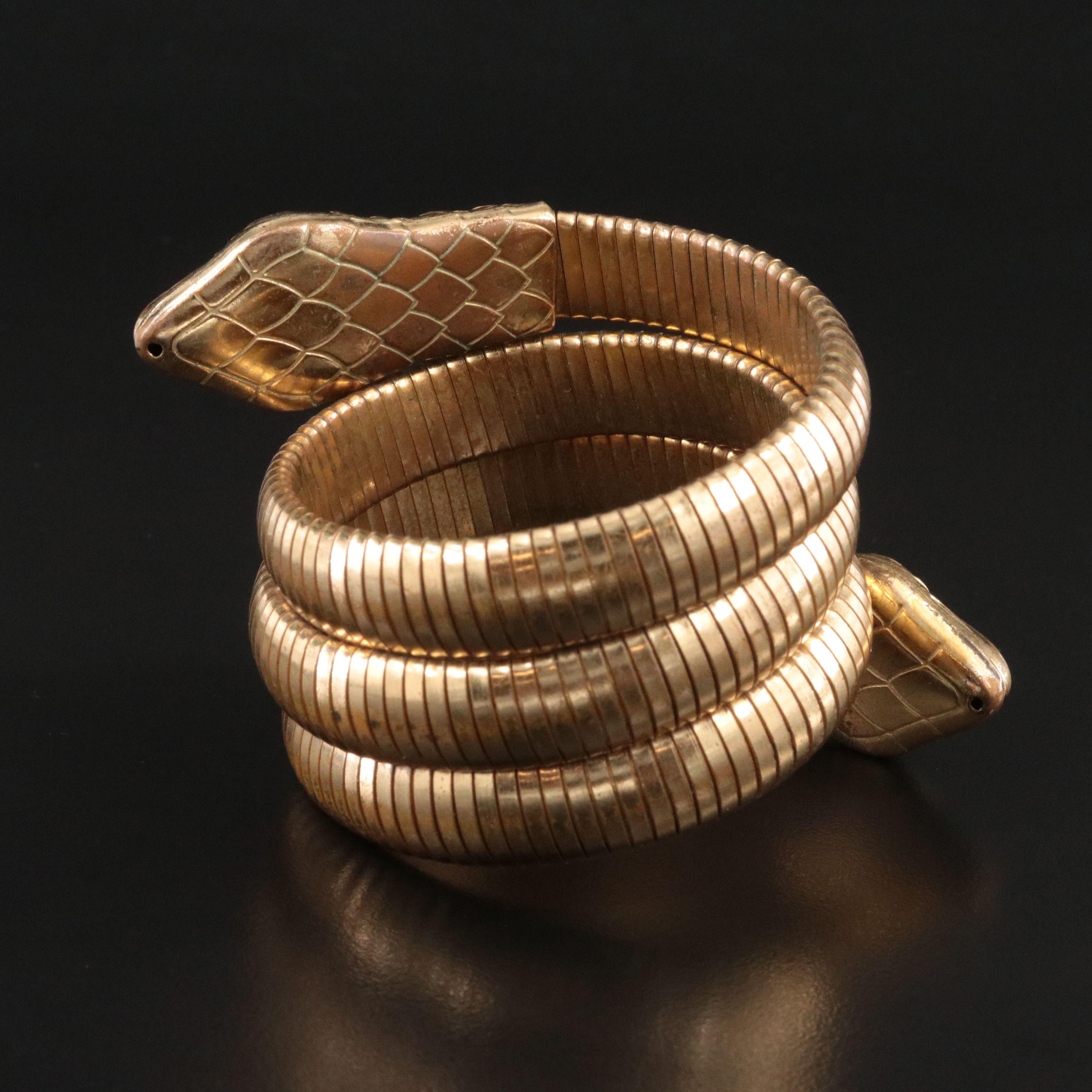 Vintage Tubogas Double Headed Snake Wrap Bracelet