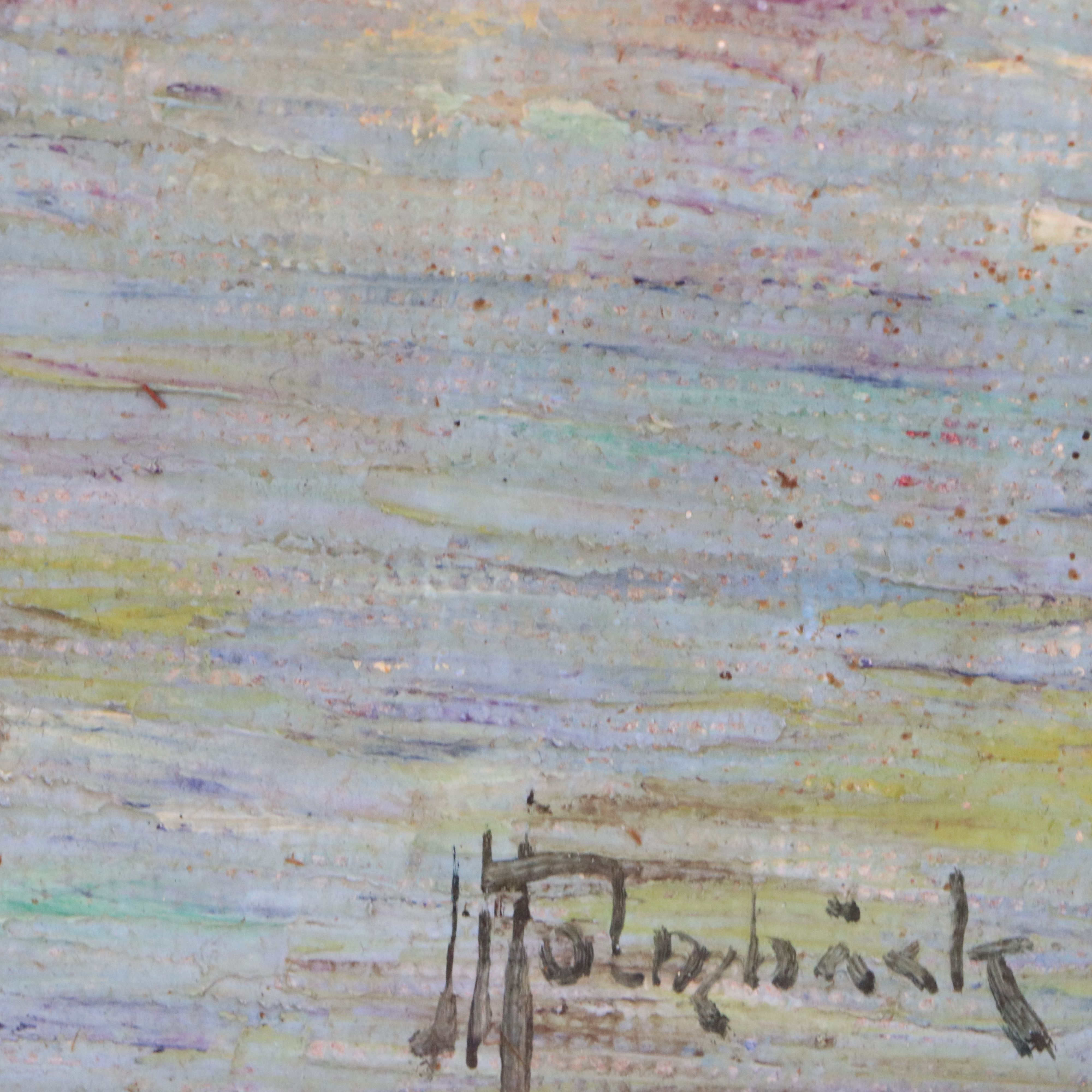 Johan Ingjald Holmbäck Oil Painting of Harbor Scene, 20th Century