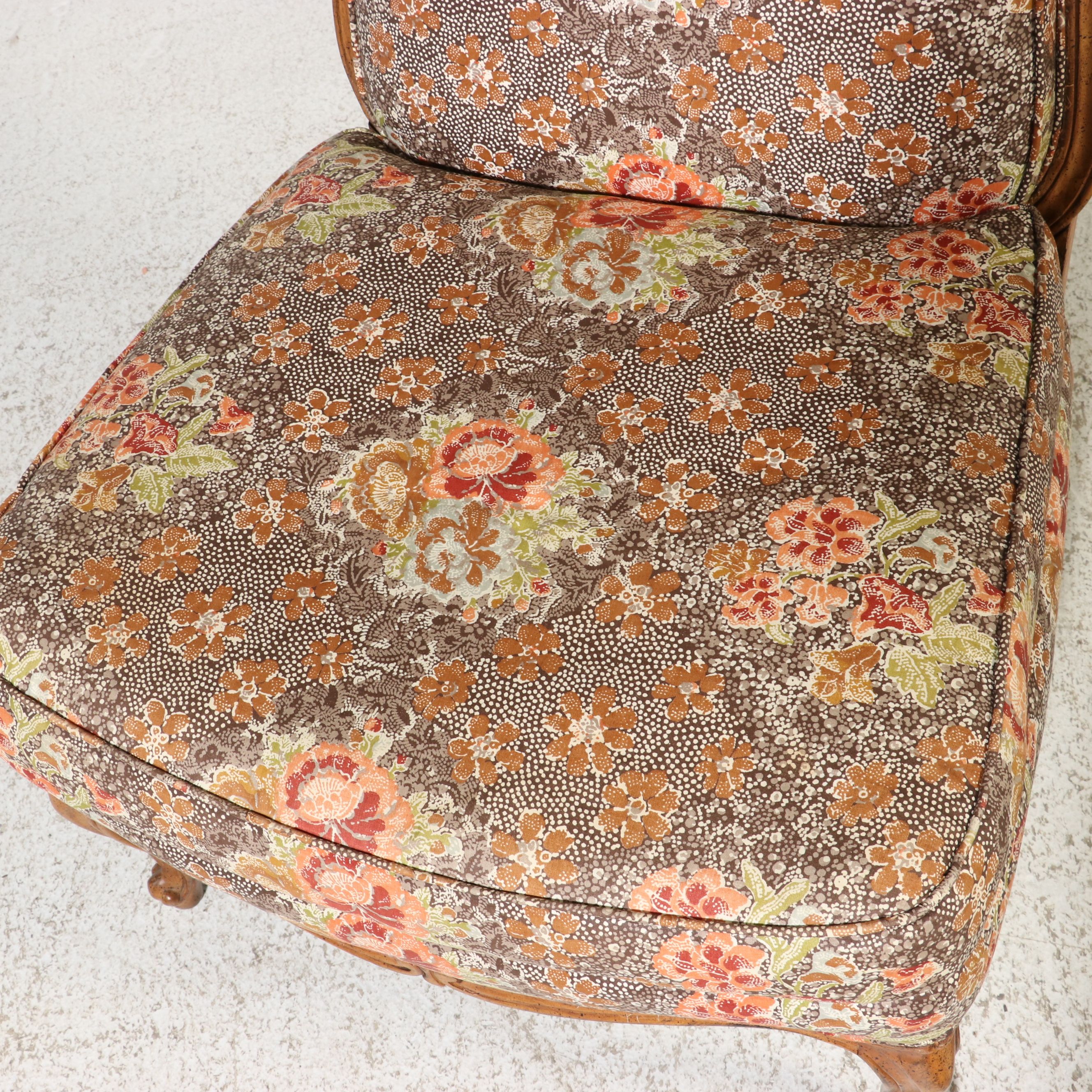 Pair of Louis XV Style Armless Slipper Chairs, Mid-20th Century