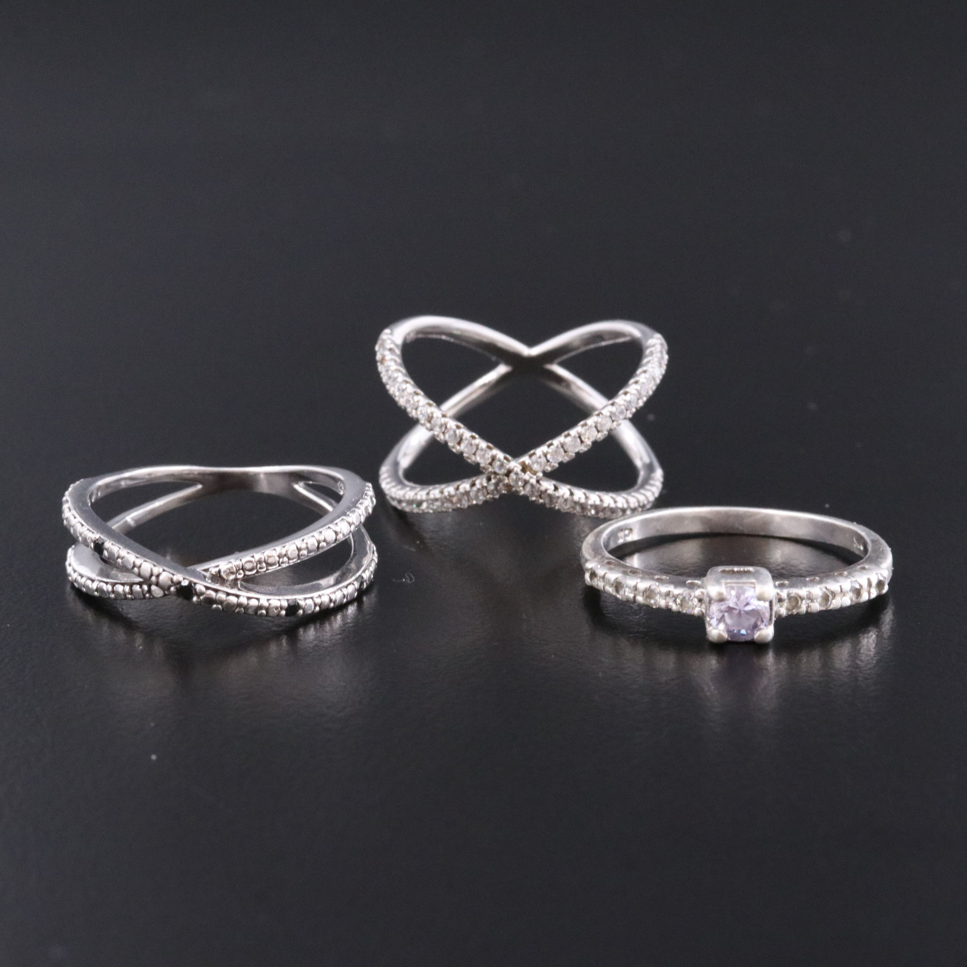 Sterling Fancy Black Diamond and CZ Ring Collection