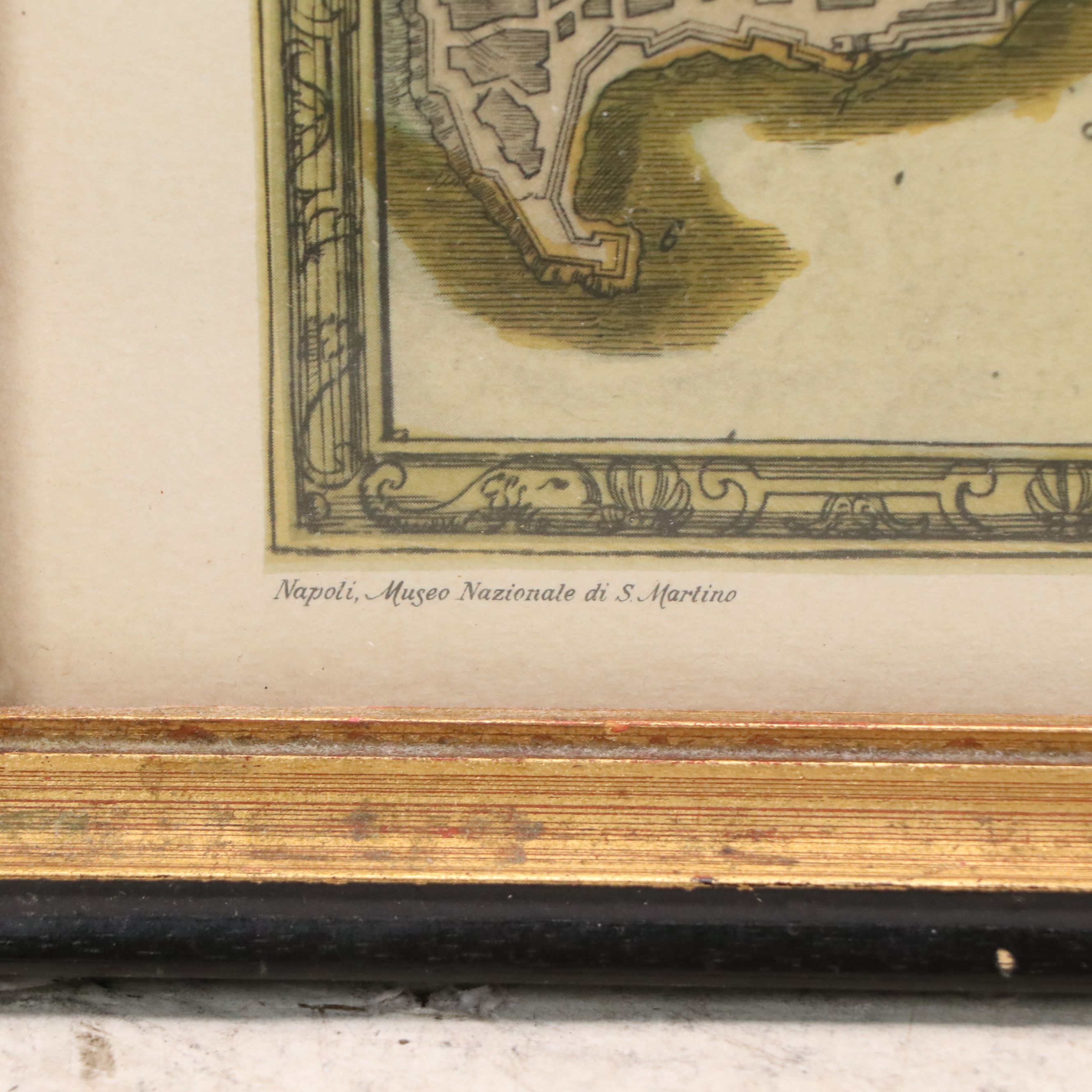 Offset Lithograph Map After Johann B. Homann of Naples and Main Buildings