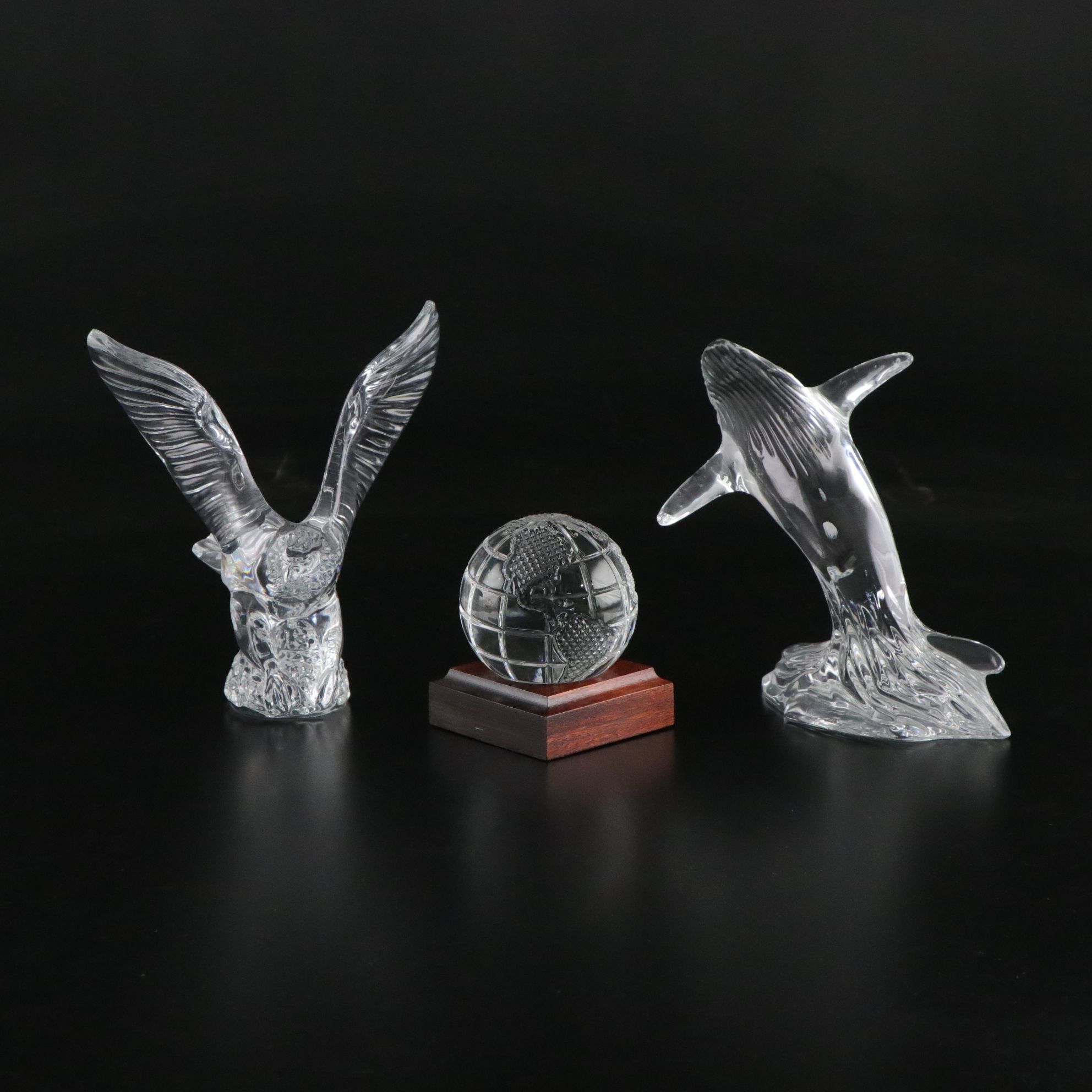 Waterford Crystal "Humpback Whale", "World Globe" and "Eagle" Figurines