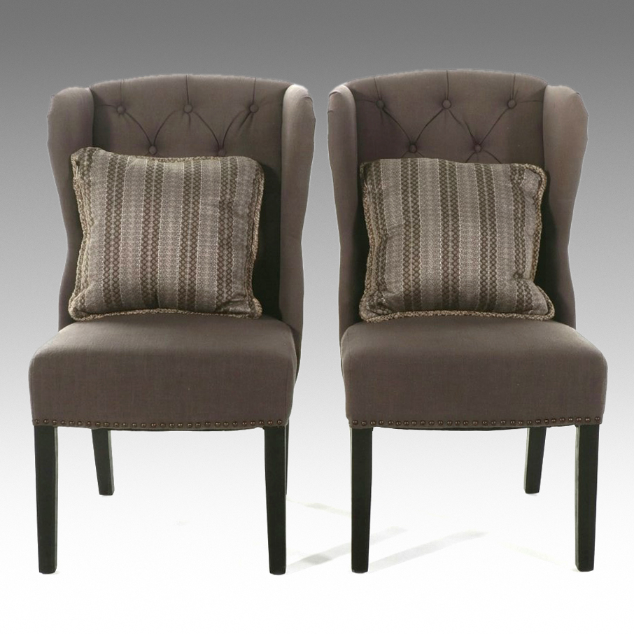 Pair of Arhaus "Camden" Tufted Wingback Chairs