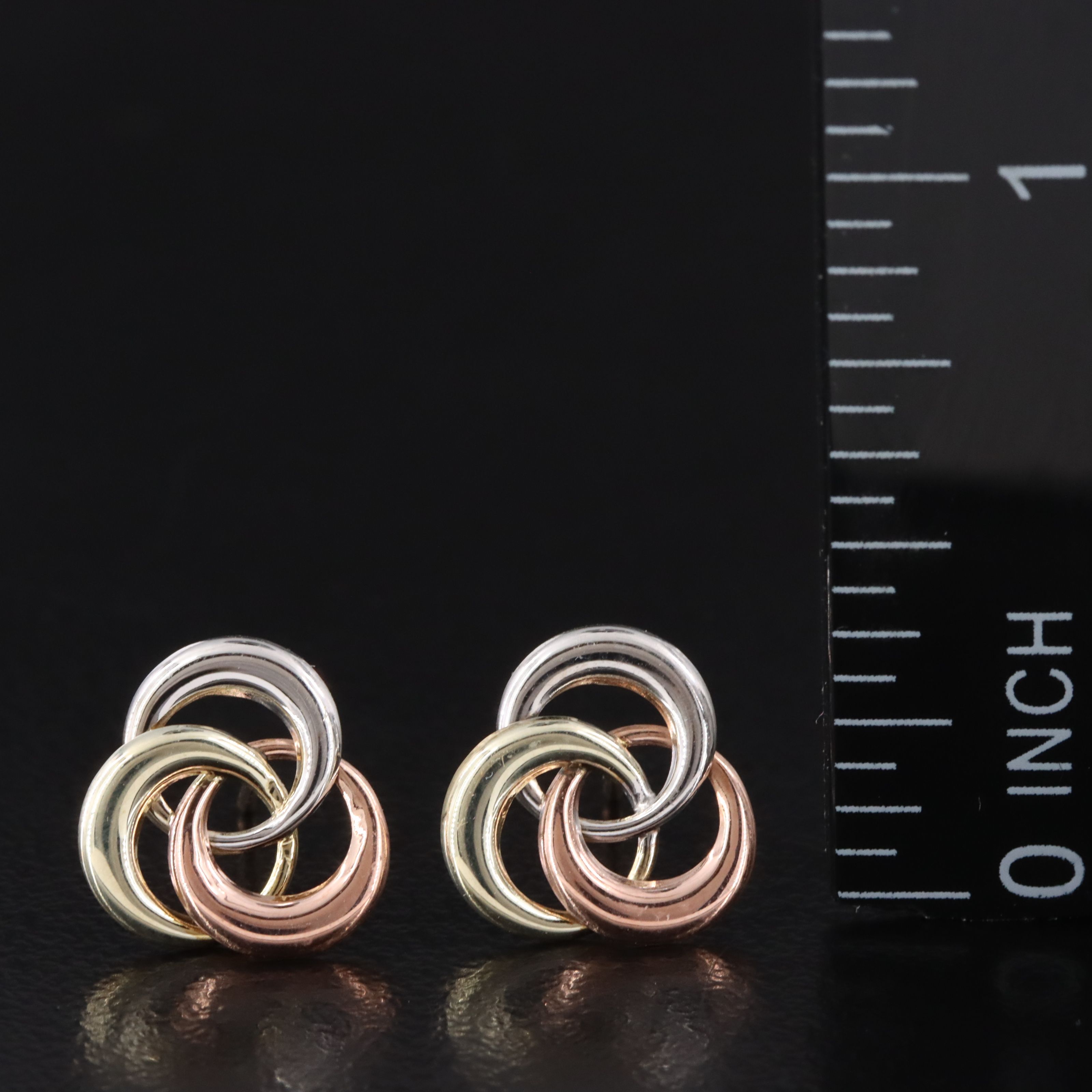 10K Tri-Color Trinity Earrings