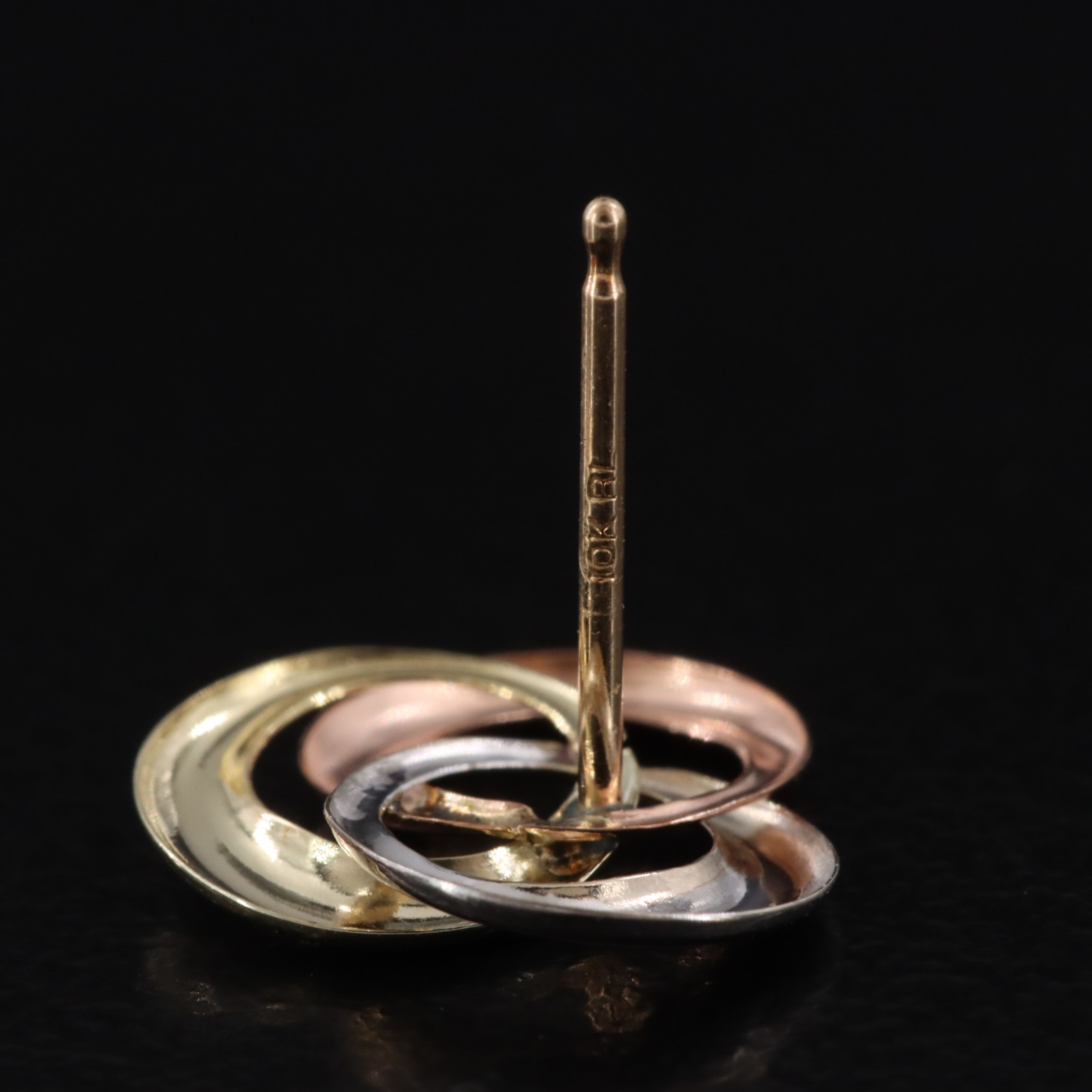 10K Tri-Color Trinity Earrings