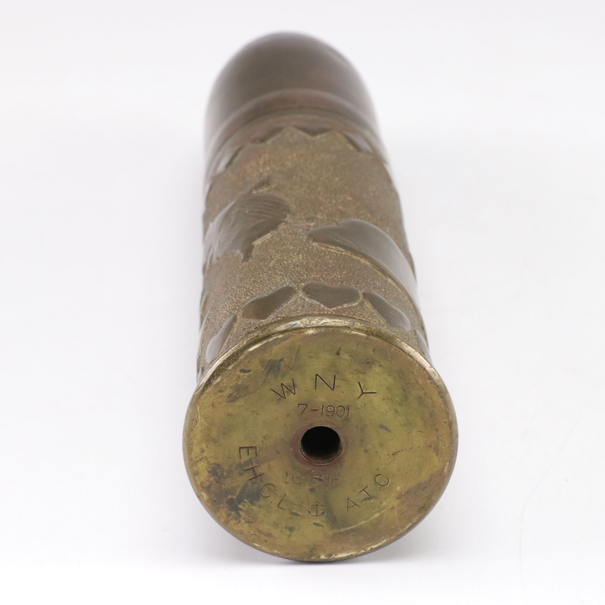 WWI and WWII Trench Art with Embossed Cat and Pig Motif