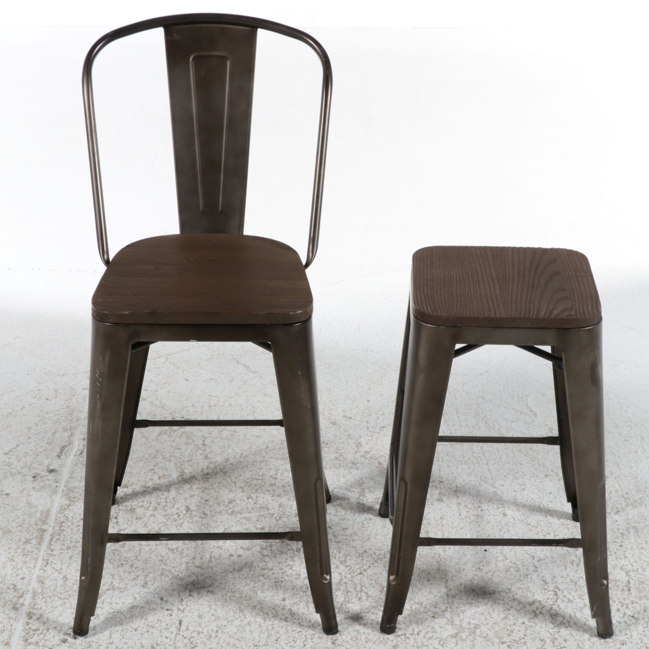 Contemporary Industrial Seven-Piece Counter-Height Dining Set