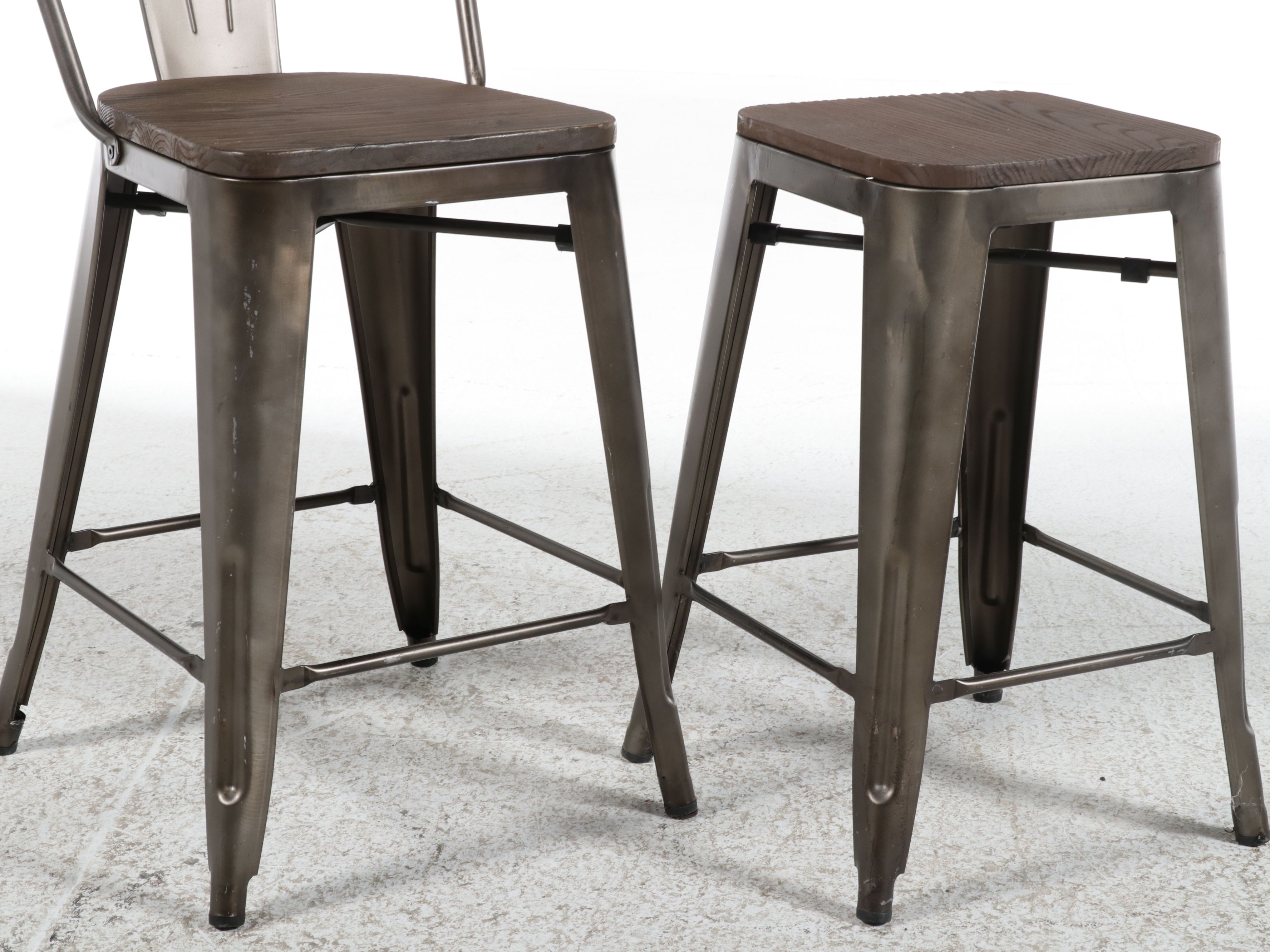 Contemporary Industrial Seven-Piece Counter-Height Dining Set