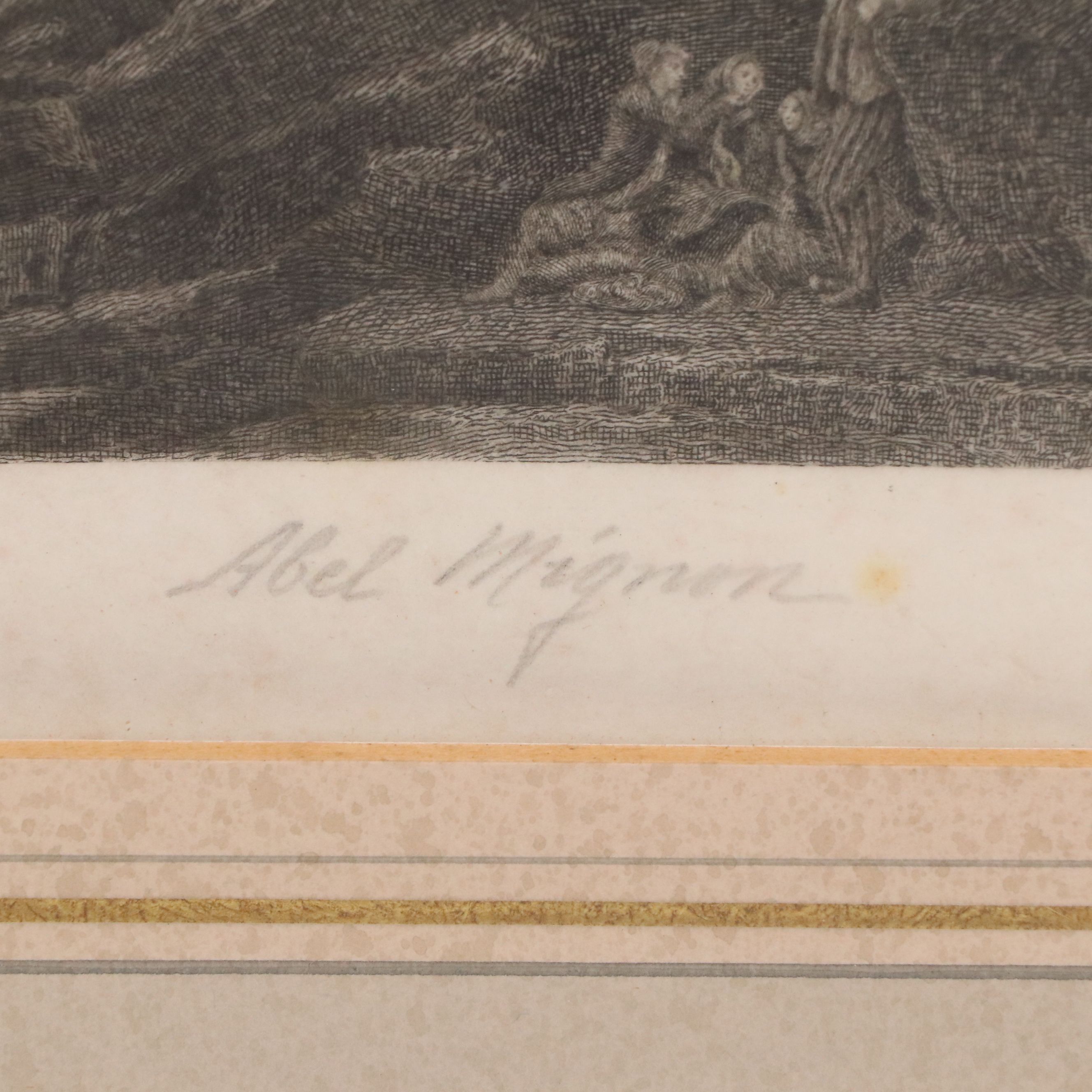 Abel Mignon Engraving "The Entrance to the Port of Marseille," 19th-20th Century