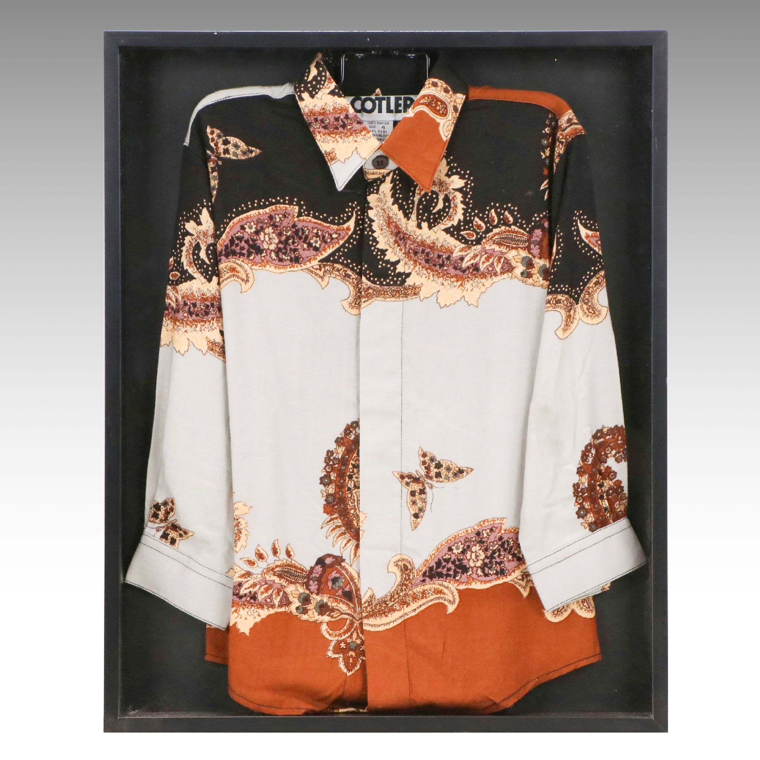 Cotler Printed Child's Dress Shirt in Shadow Box, Mid to Late 20th Century