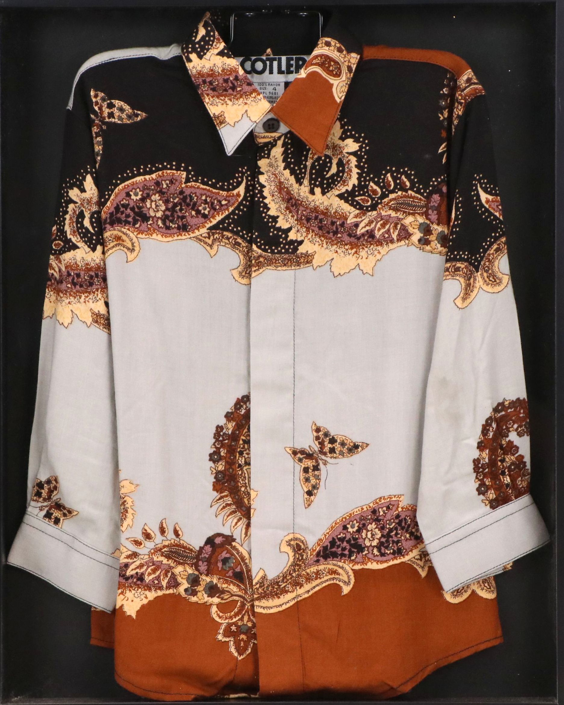 Cotler Printed Child's Dress Shirt in Shadow Box, Mid to Late 20th Century