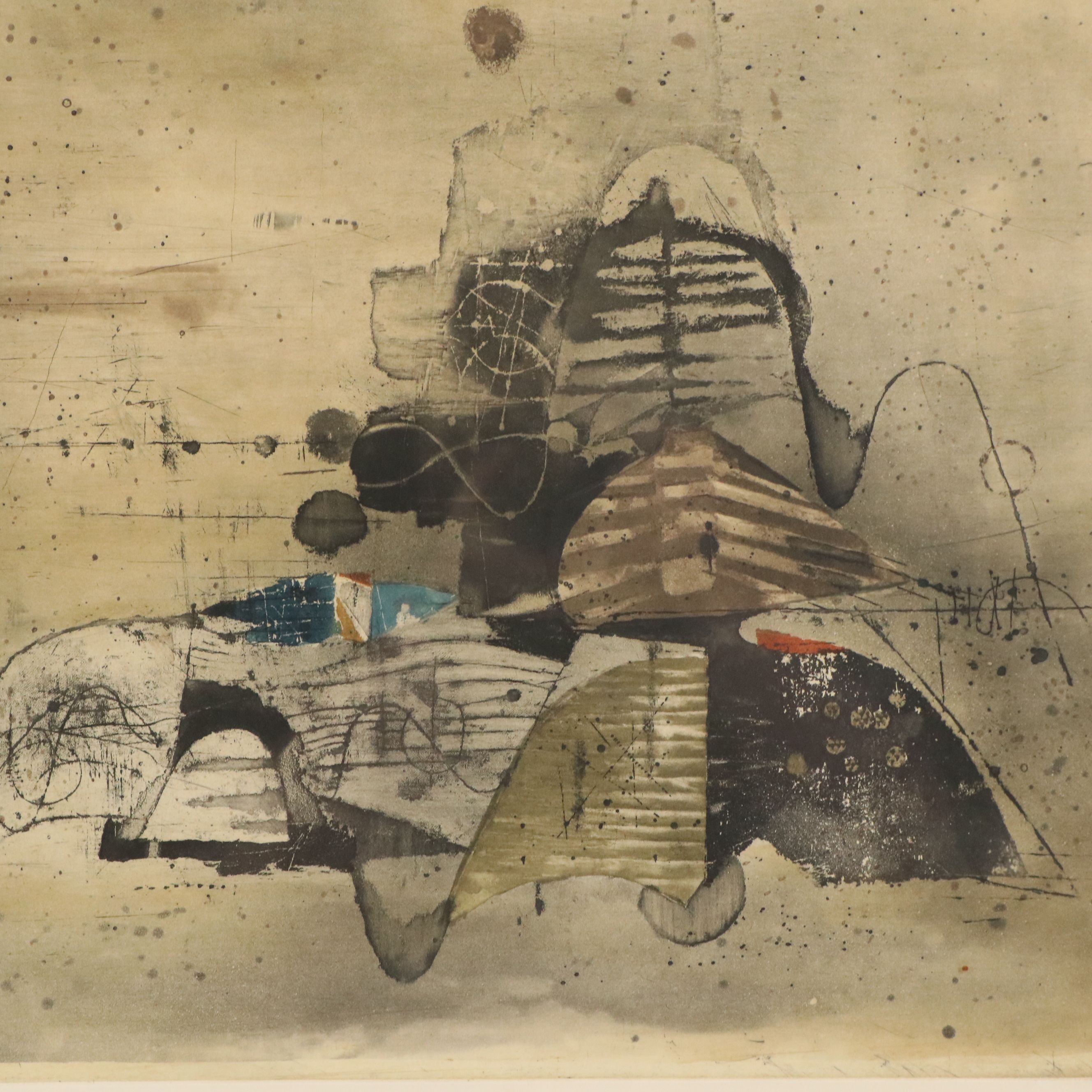 Johnny Friedlænder Etching with Aquatint "Collines," 1964