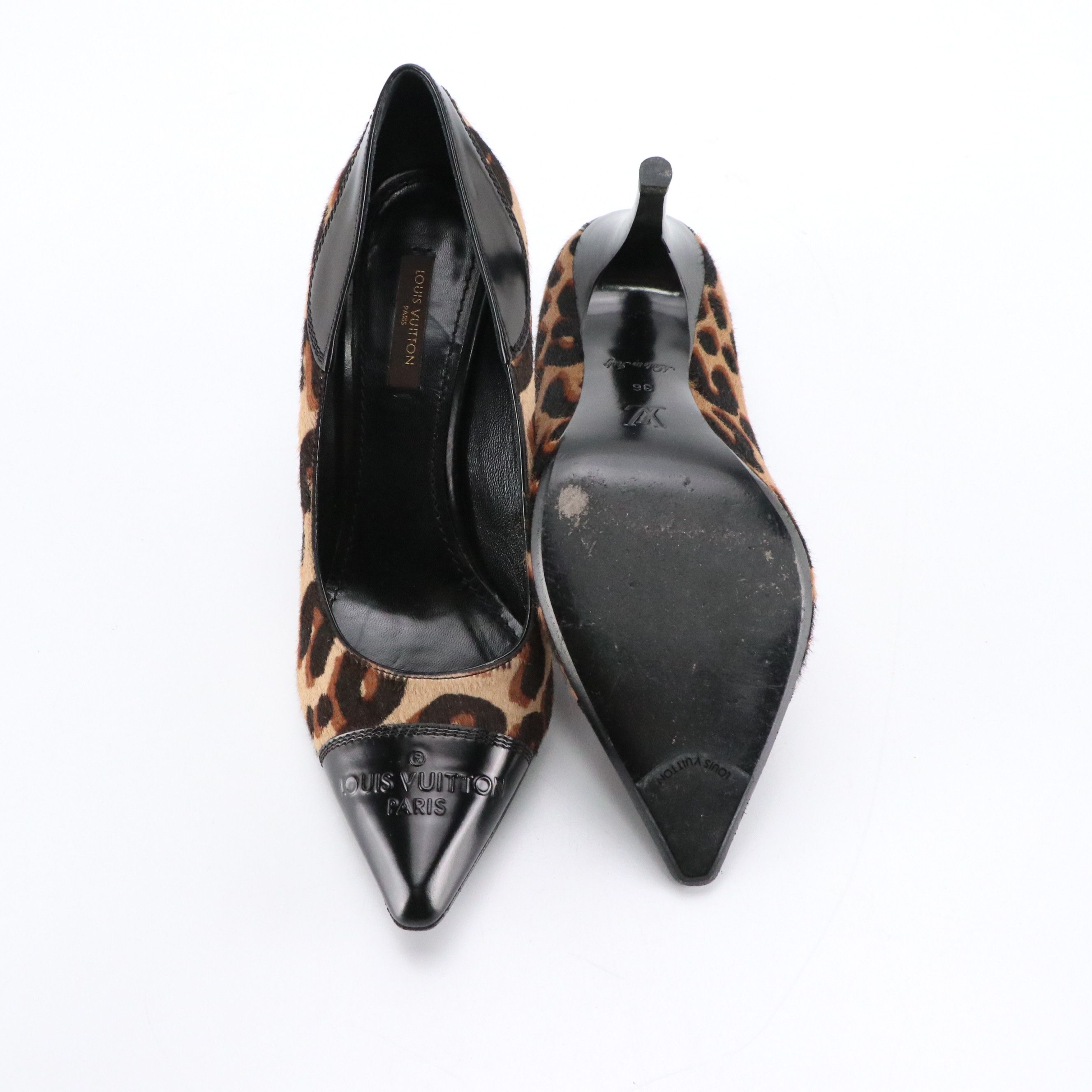 Louis Vuitton Leopard Dyed Calf Hair and Leather Signature Pumps