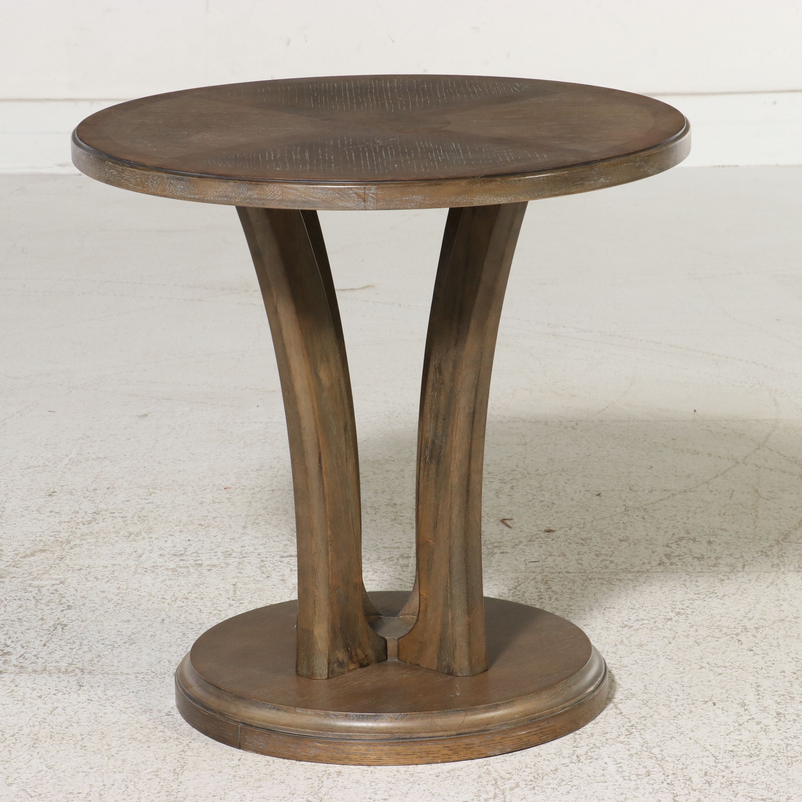 American Drew "Vista" Pedestal Table and Pair of Woven Rattan Chairs