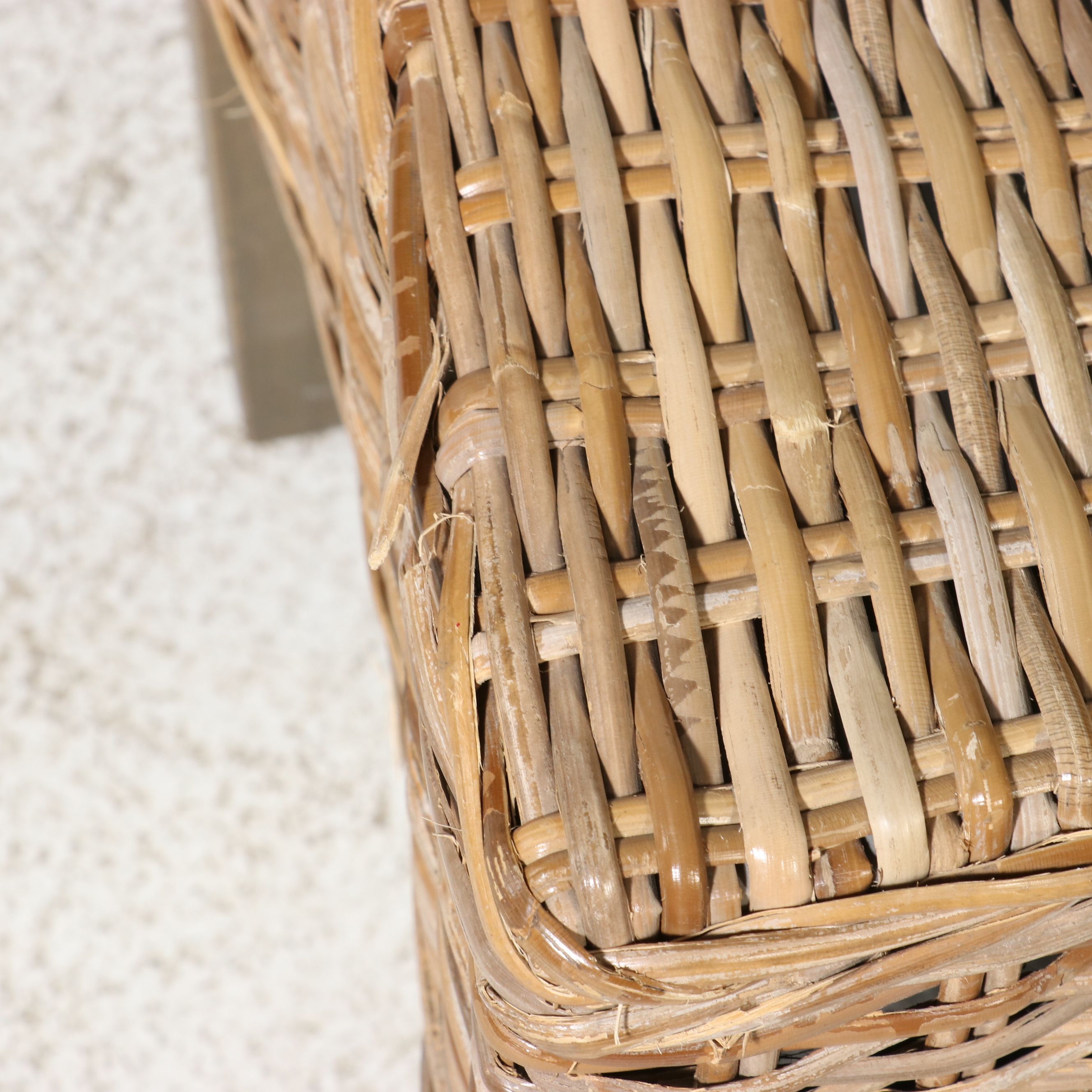 American Drew "Vista" Pedestal Table and Pair of Woven Rattan Chairs