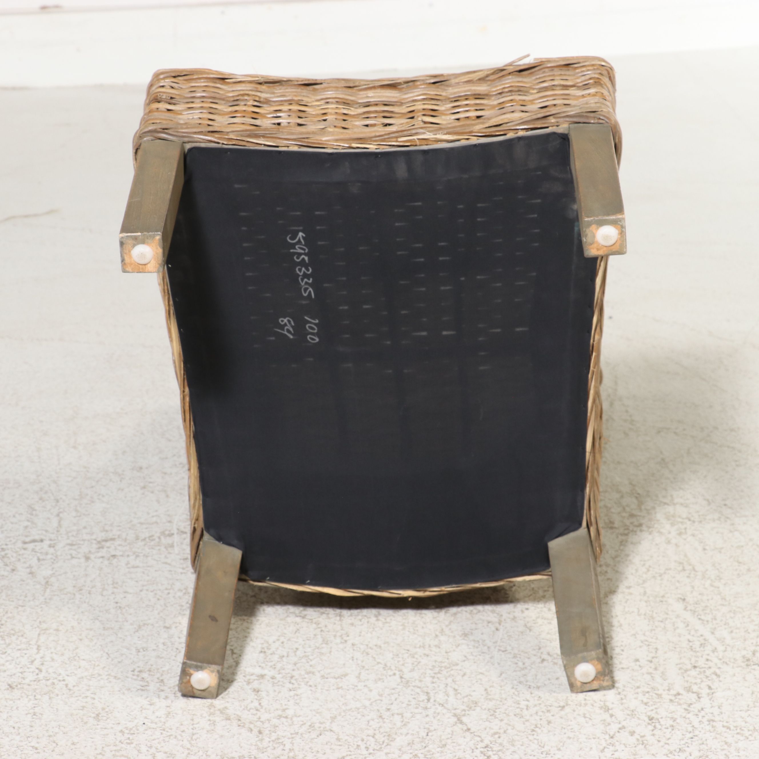 American Drew "Vista" Pedestal Table and Pair of Woven Rattan Chairs