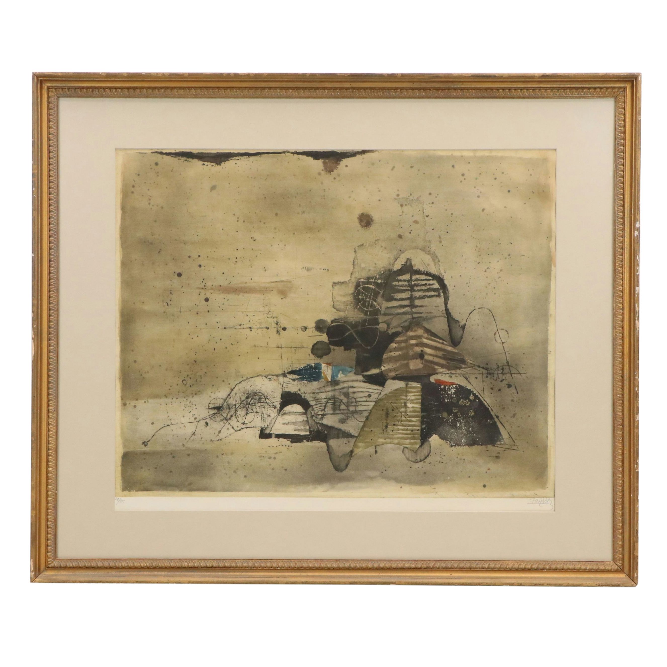 Johnny Friedlænder Etching with Aquatint "Collines," 1964