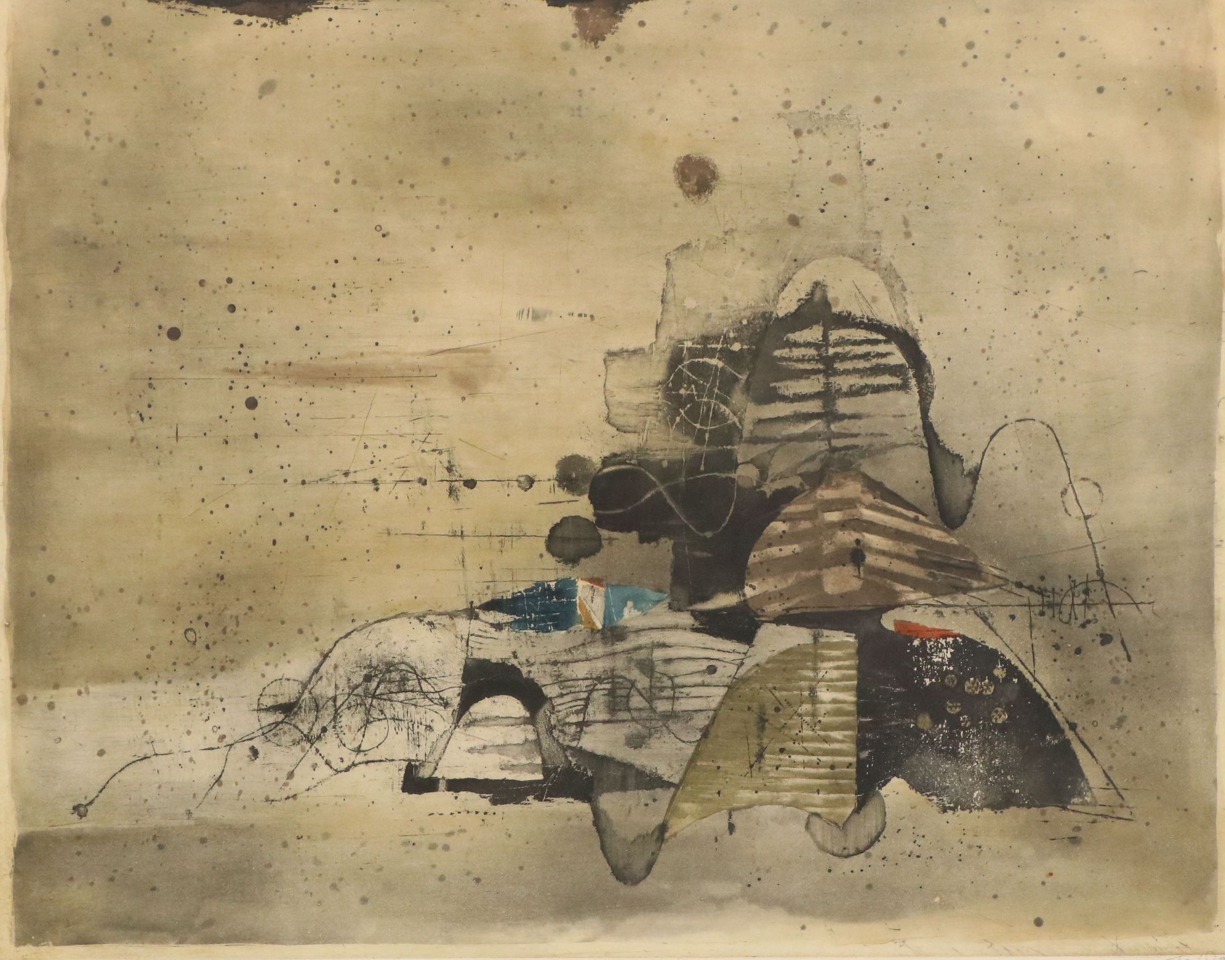 Johnny Friedlænder Etching with Aquatint "Collines," 1964