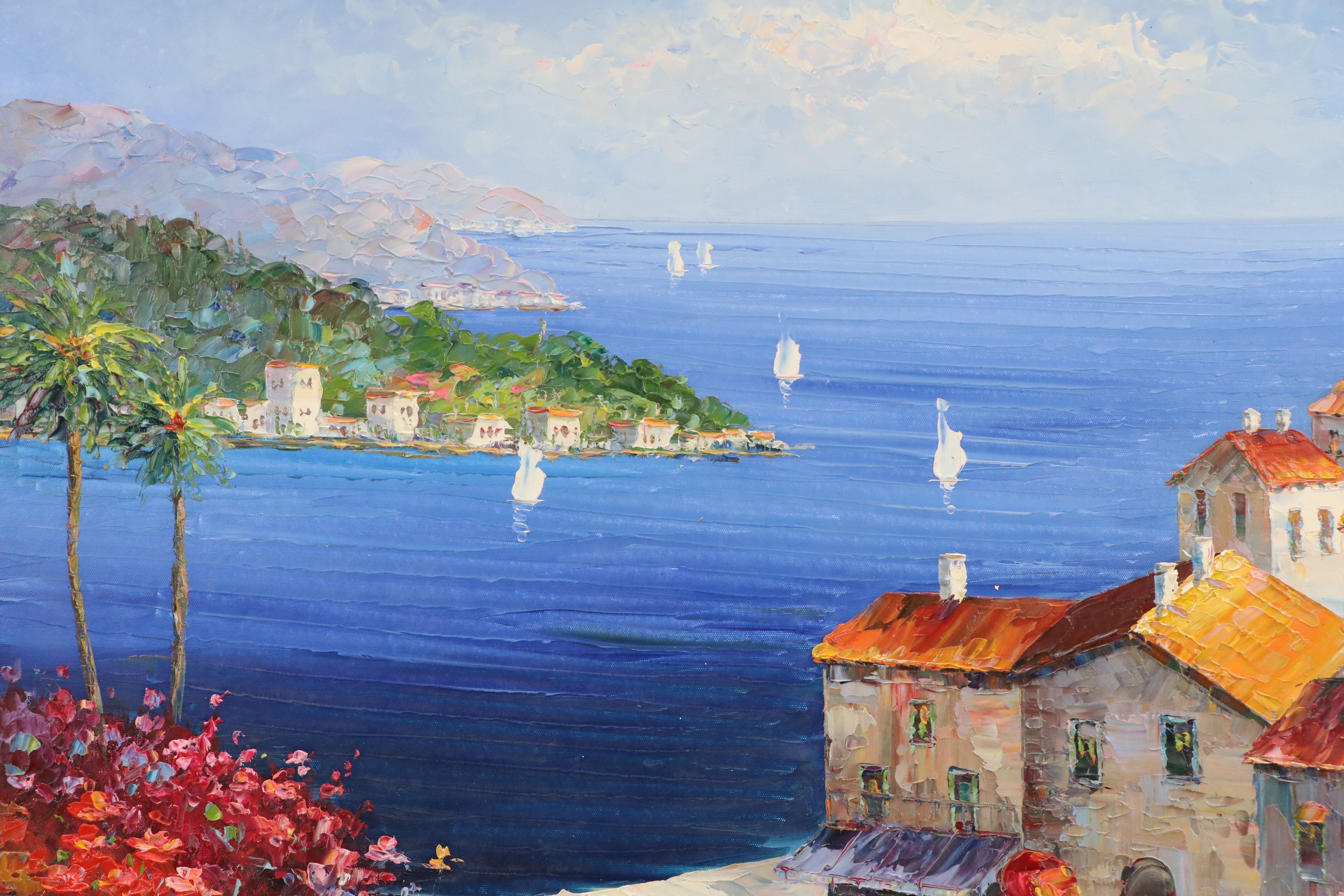 Oil Painting of Mediterranean Landscape, 21st Century