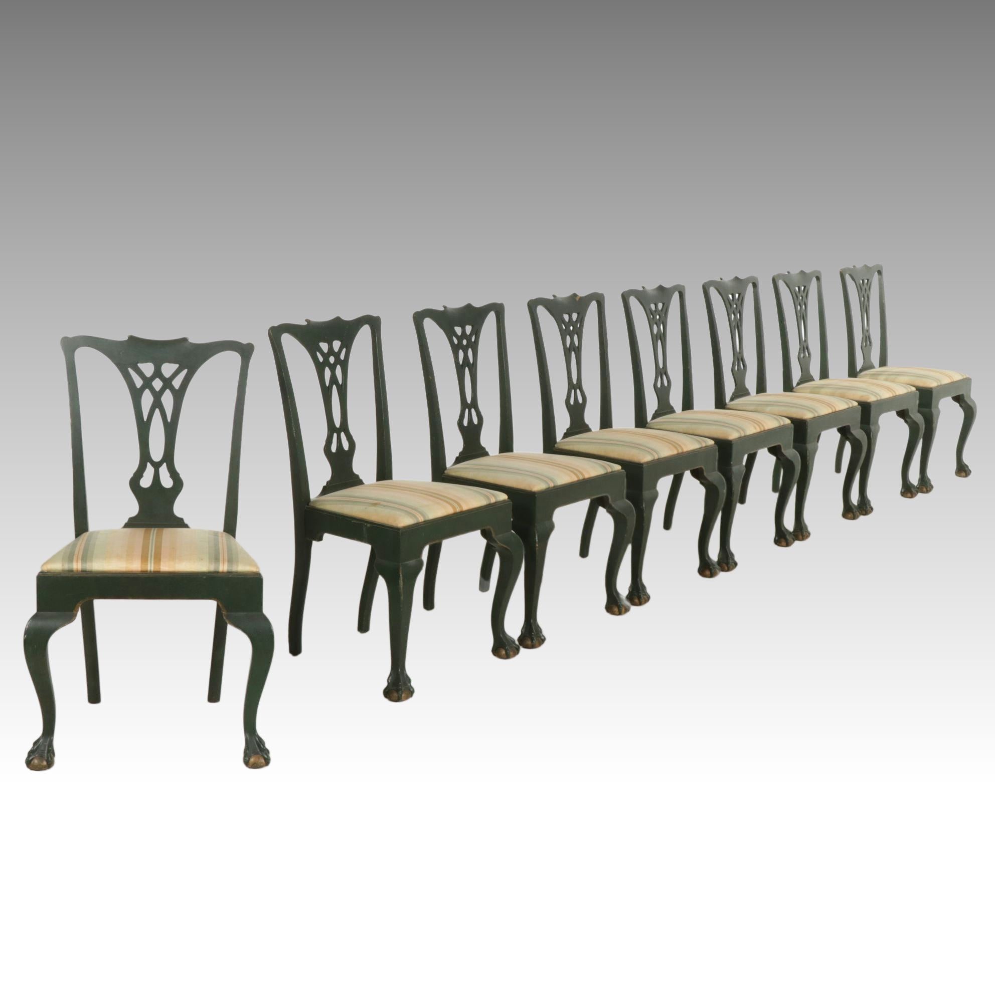 John D. Raab Chair Co. Chippendale Style Claw Foot Dining Chairs, Early 20th C.