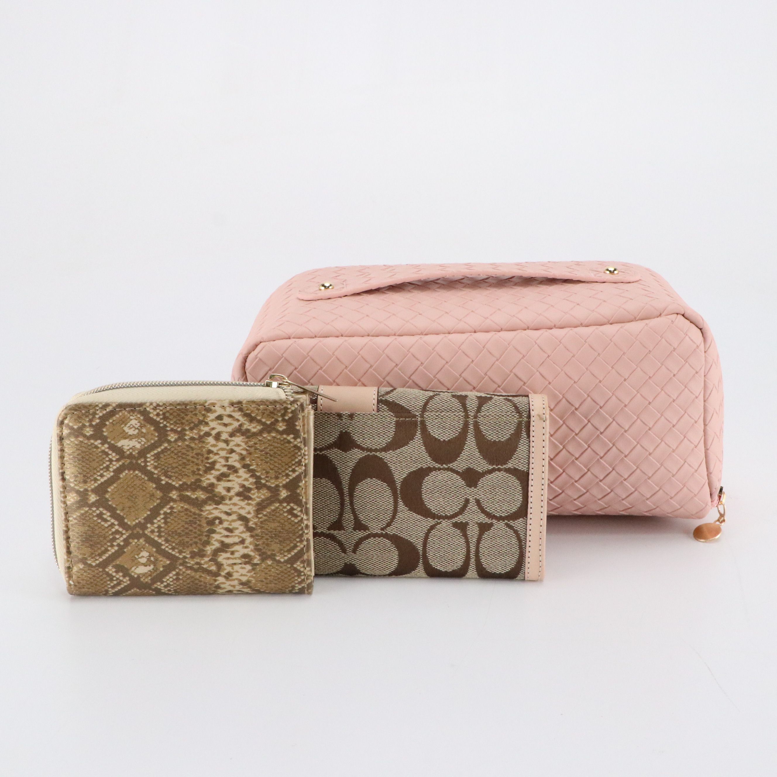 A Bathing Ape Snake Print Zip Wallet, Coach Signature Canvas Wallet, Other Pouch