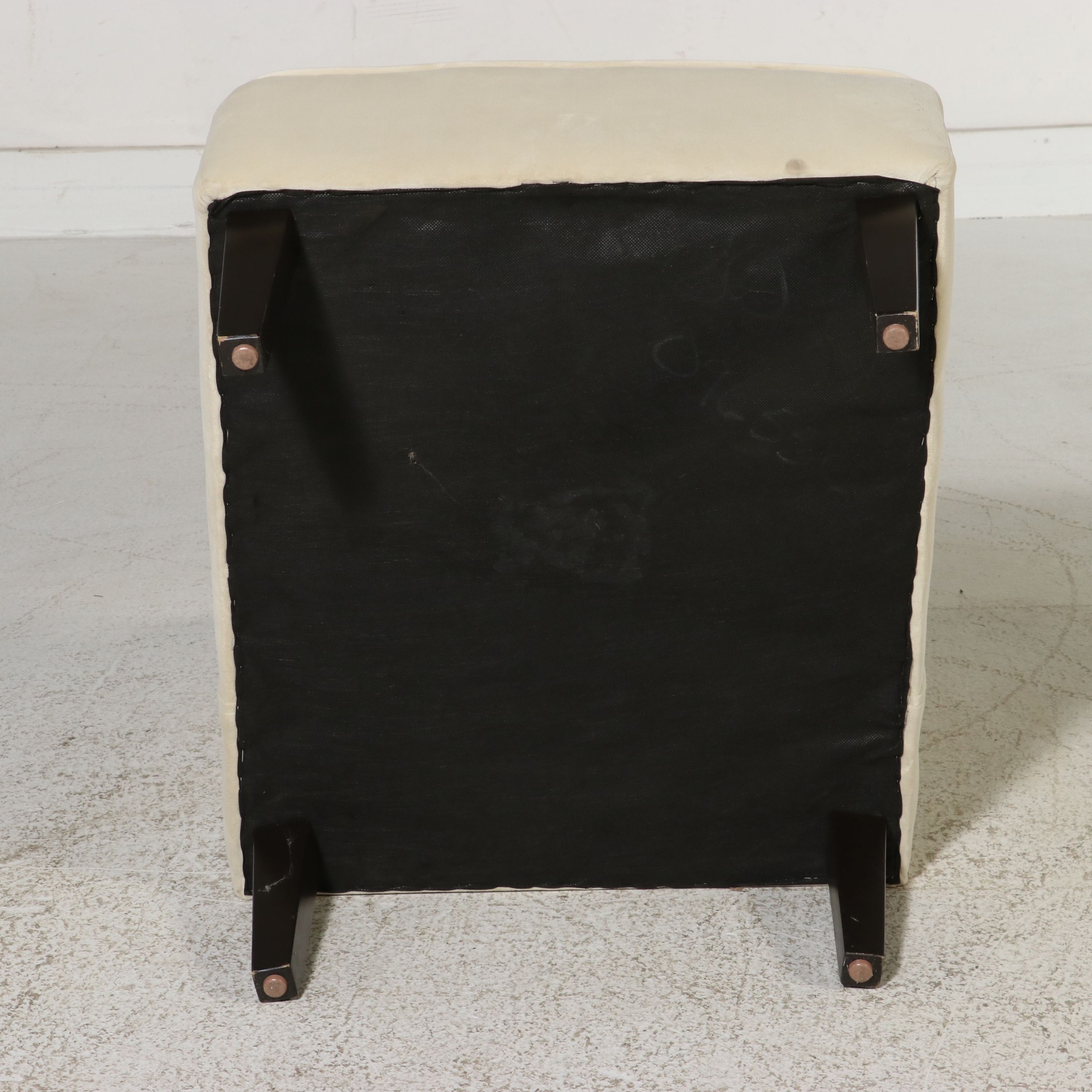 Pair of Contemporary Velvet Slipper Chairs with Ottoman