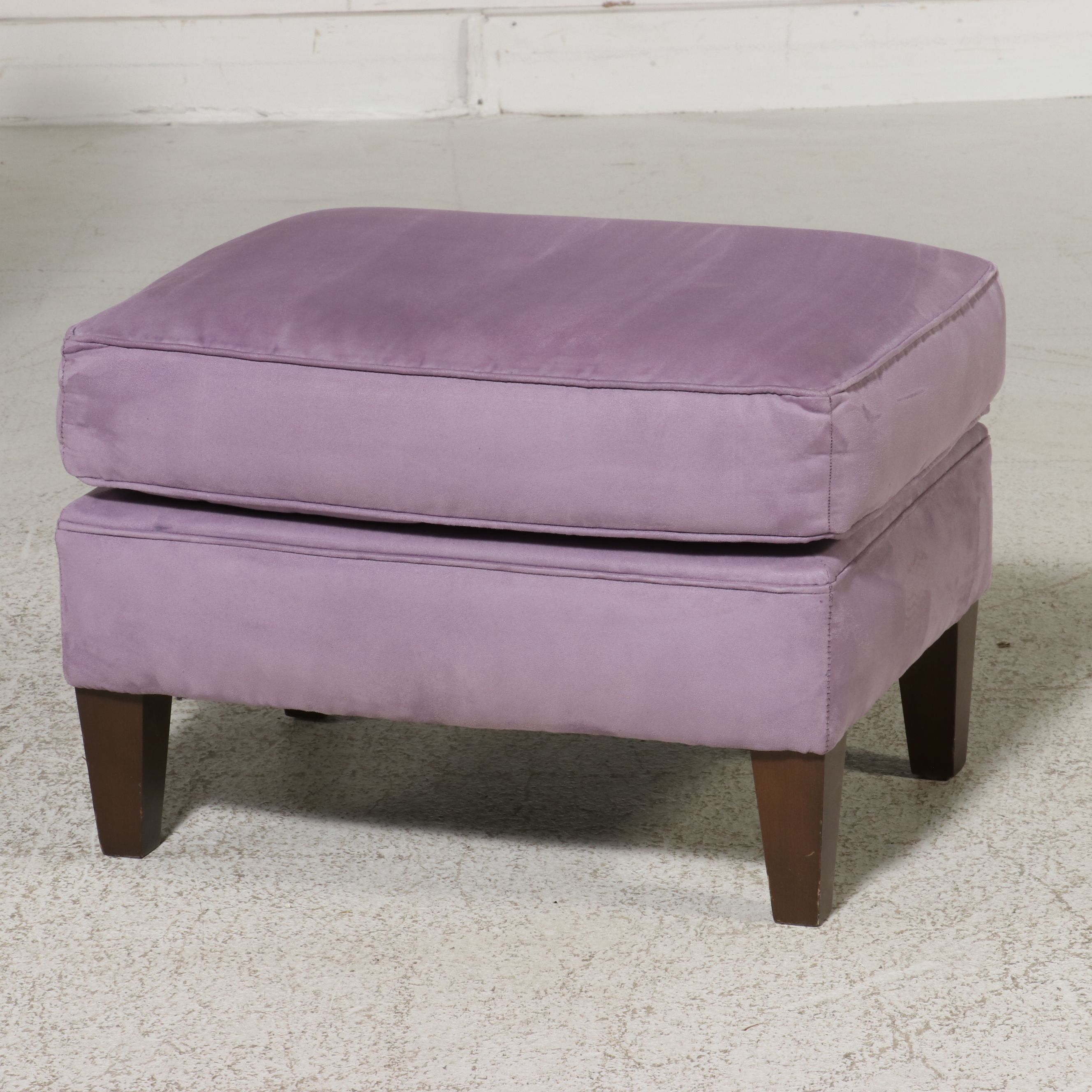 Pair of Contemporary Velvet Slipper Chairs with Ottoman