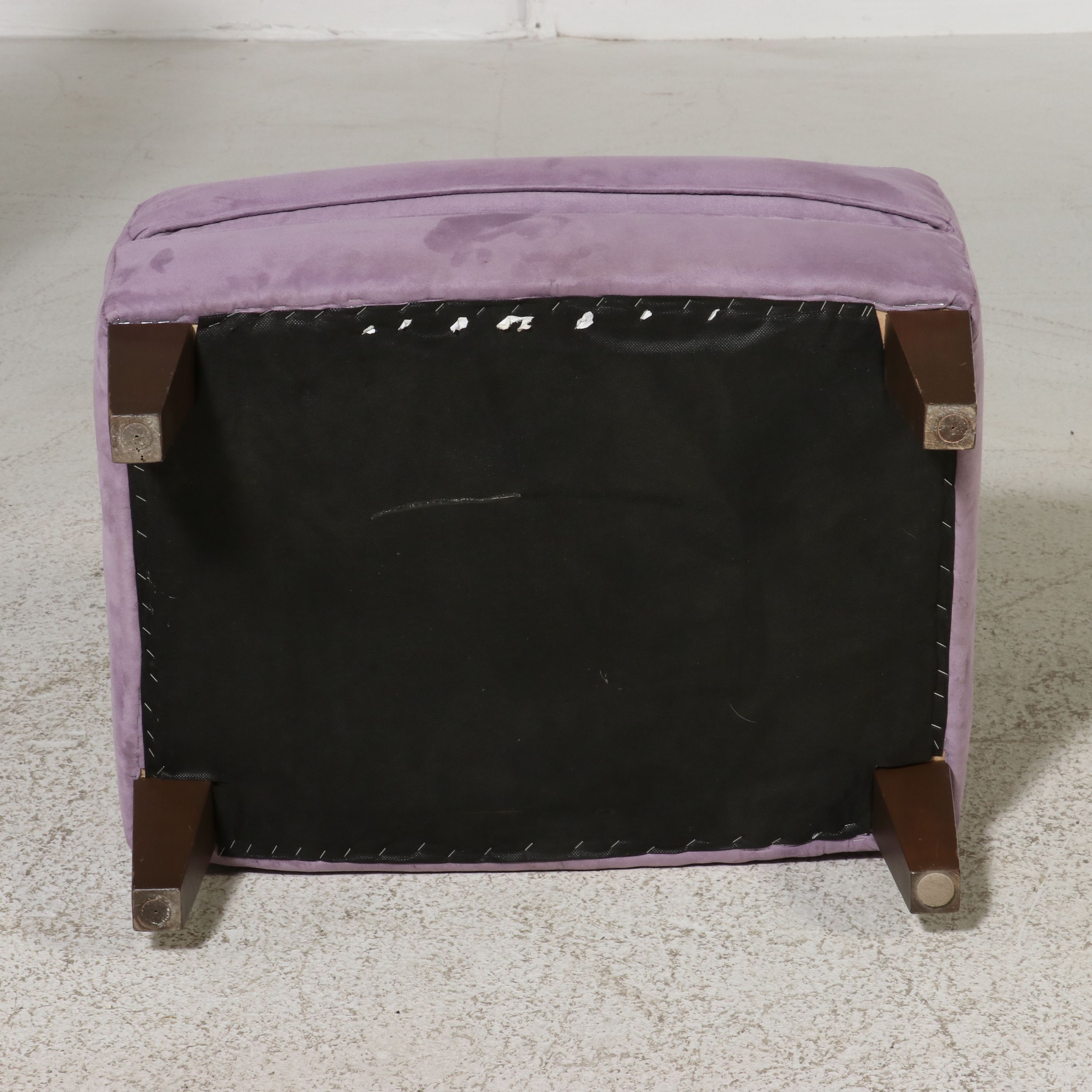 Pair of Contemporary Velvet Slipper Chairs with Ottoman
