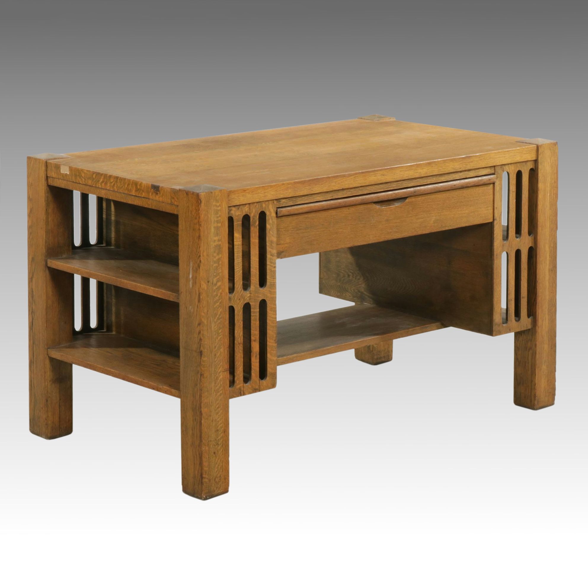 Stickley Brothers Style Arts & Crafts Quarter Sawn Oak Desk