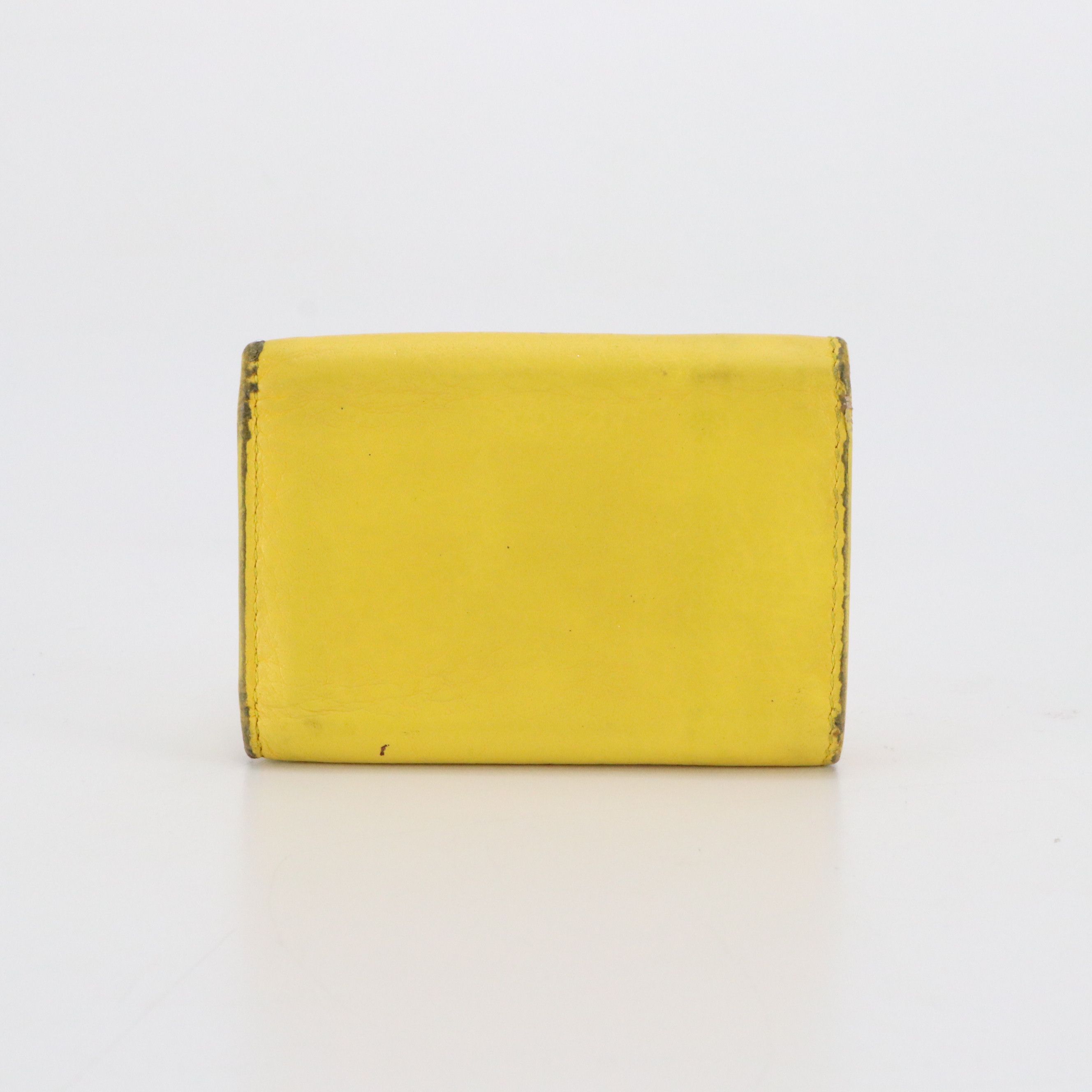 Balenciaga Papier Mini Trifold Wallet in Yellow Calfskin Leather