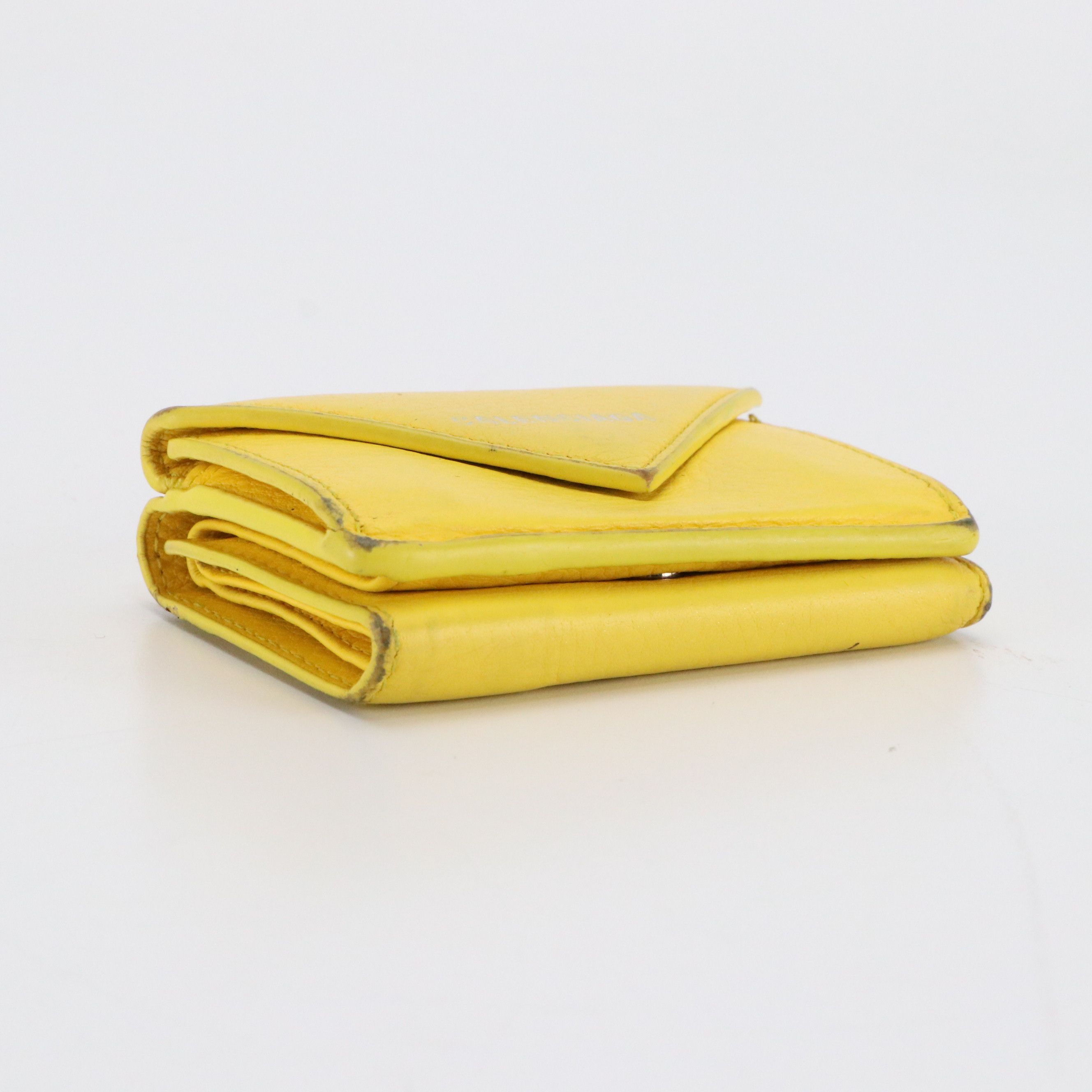 Balenciaga Papier Mini Trifold Wallet in Yellow Calfskin Leather