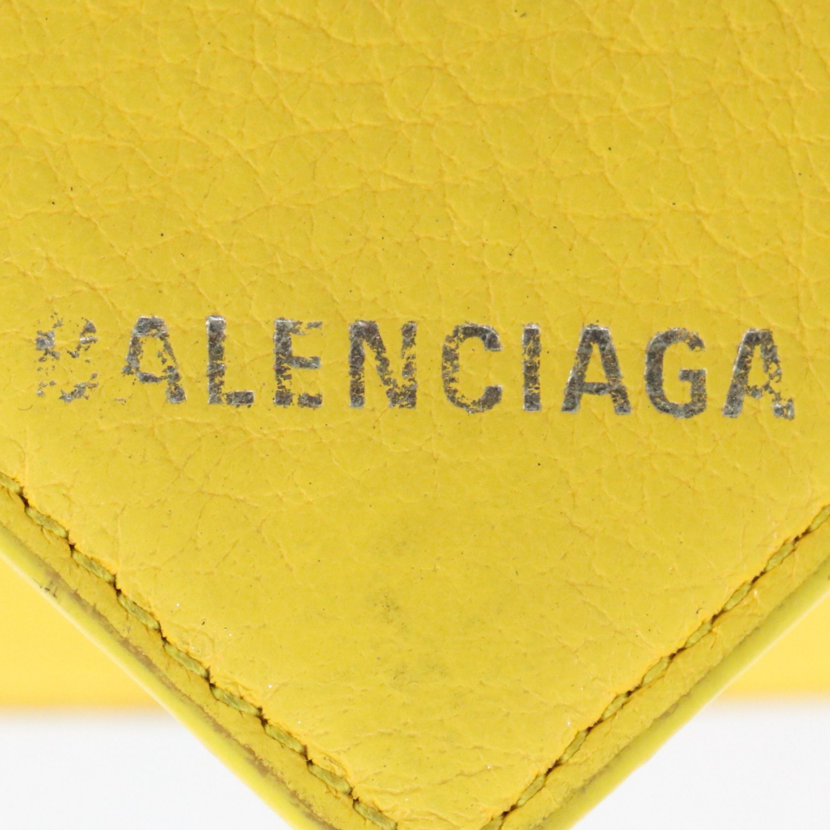 Balenciaga Papier Mini Trifold Wallet in Yellow Calfskin Leather