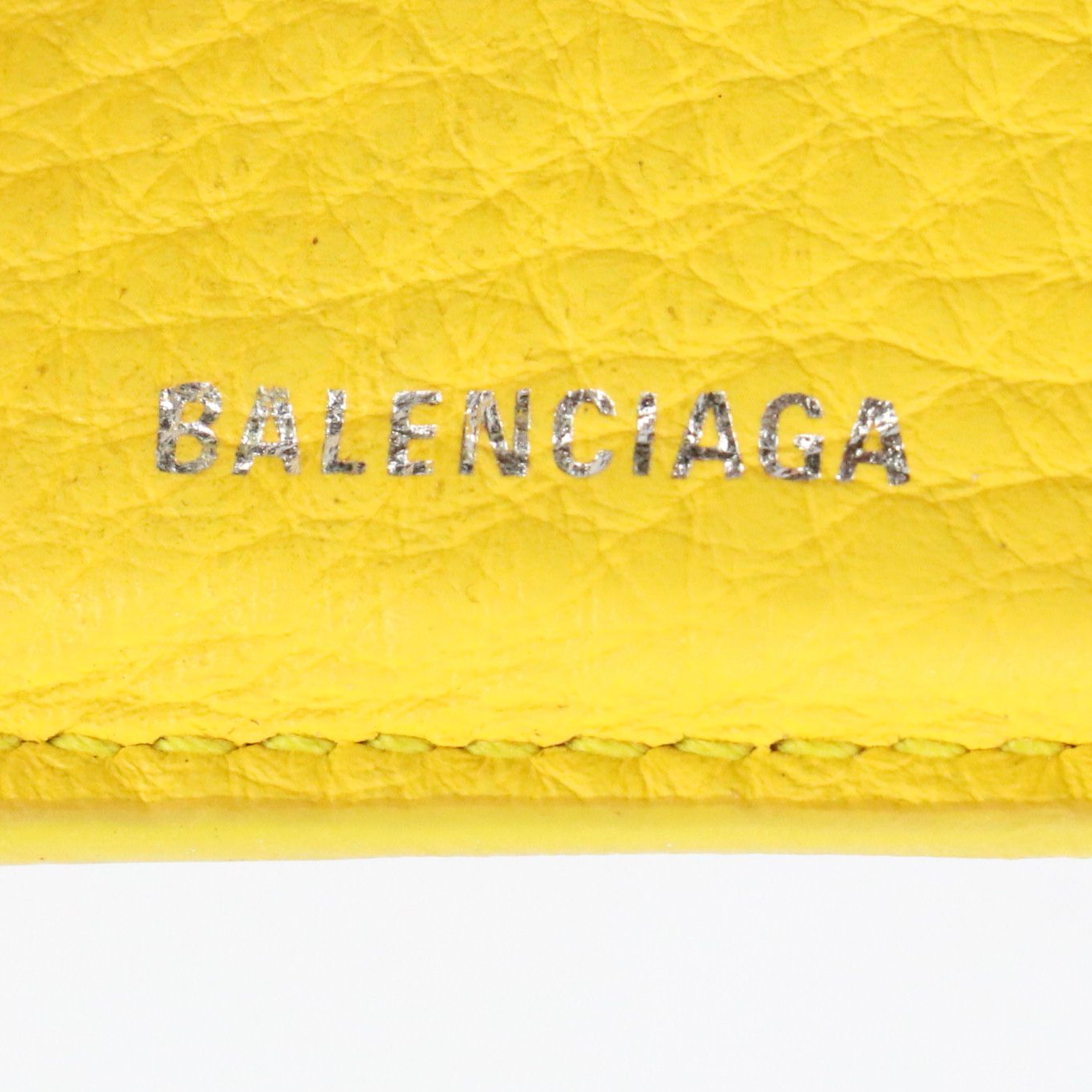 Balenciaga Papier Mini Trifold Wallet in Yellow Calfskin Leather