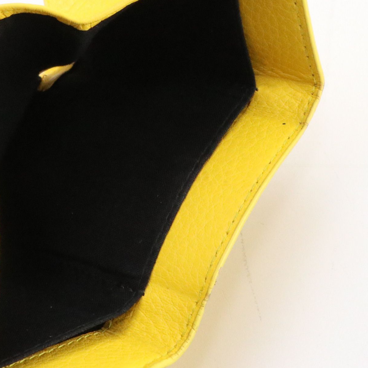 Balenciaga Papier Mini Trifold Wallet in Yellow Calfskin Leather