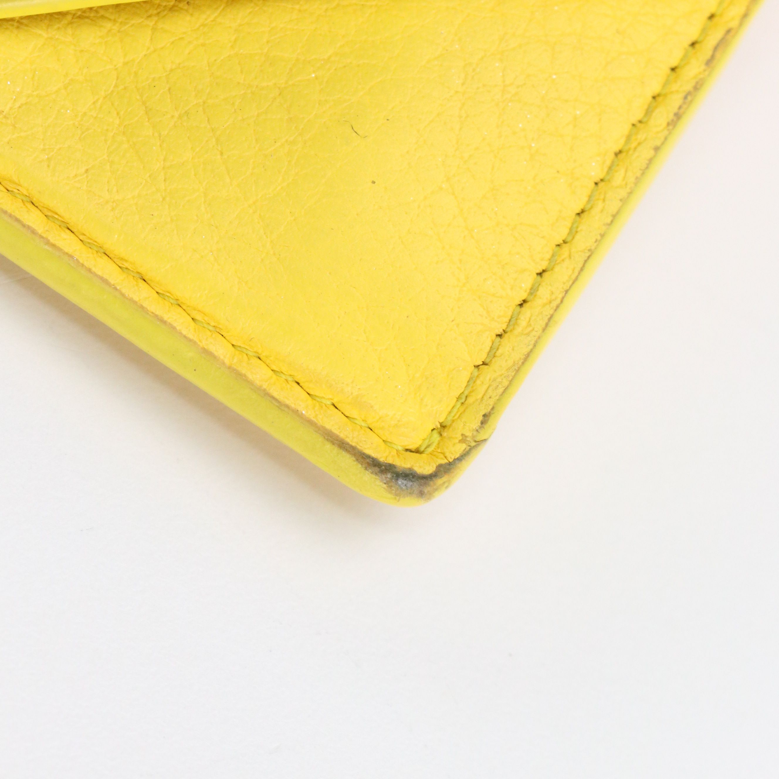 Balenciaga Papier Mini Trifold Wallet in Yellow Calfskin Leather