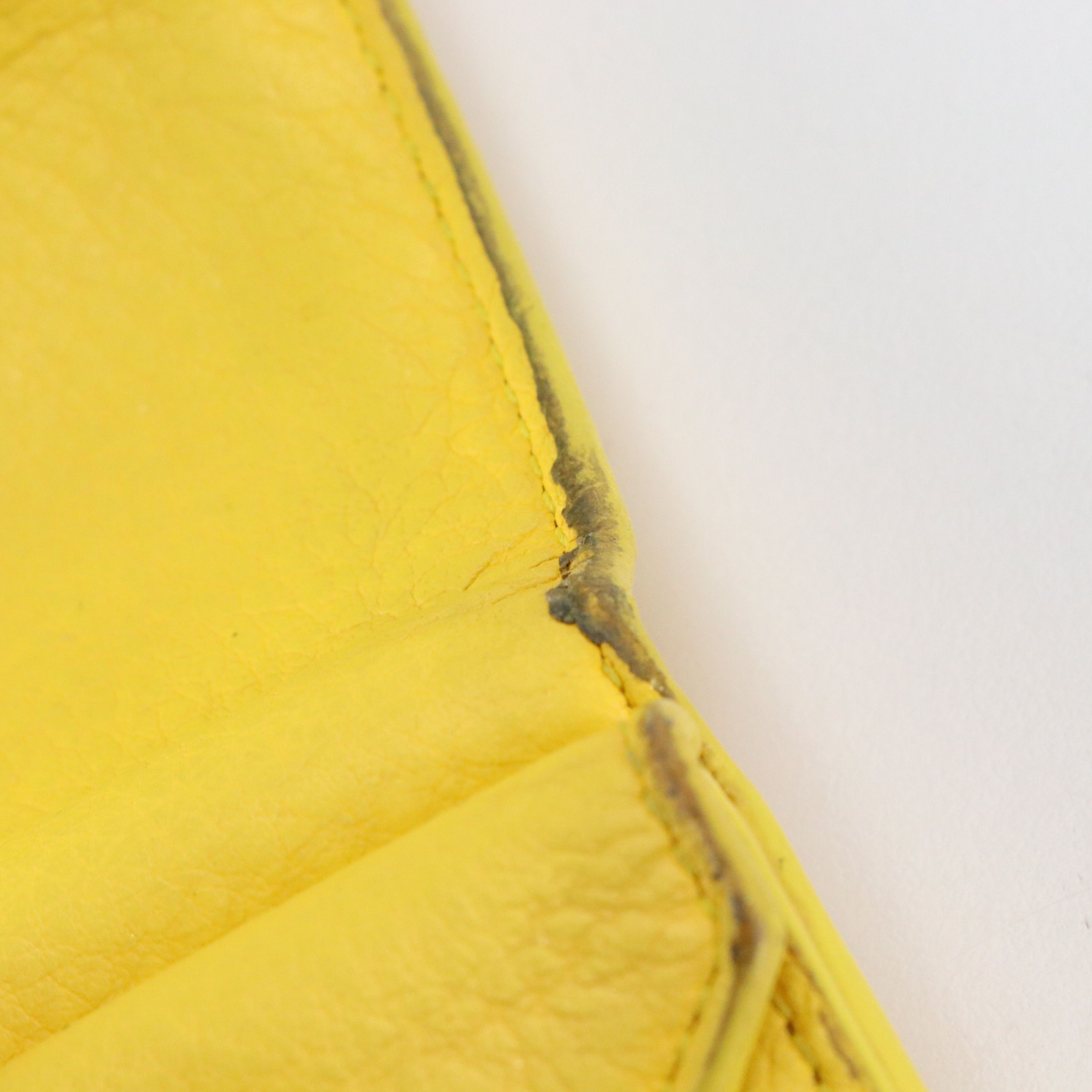 Balenciaga Papier Mini Trifold Wallet in Yellow Calfskin Leather