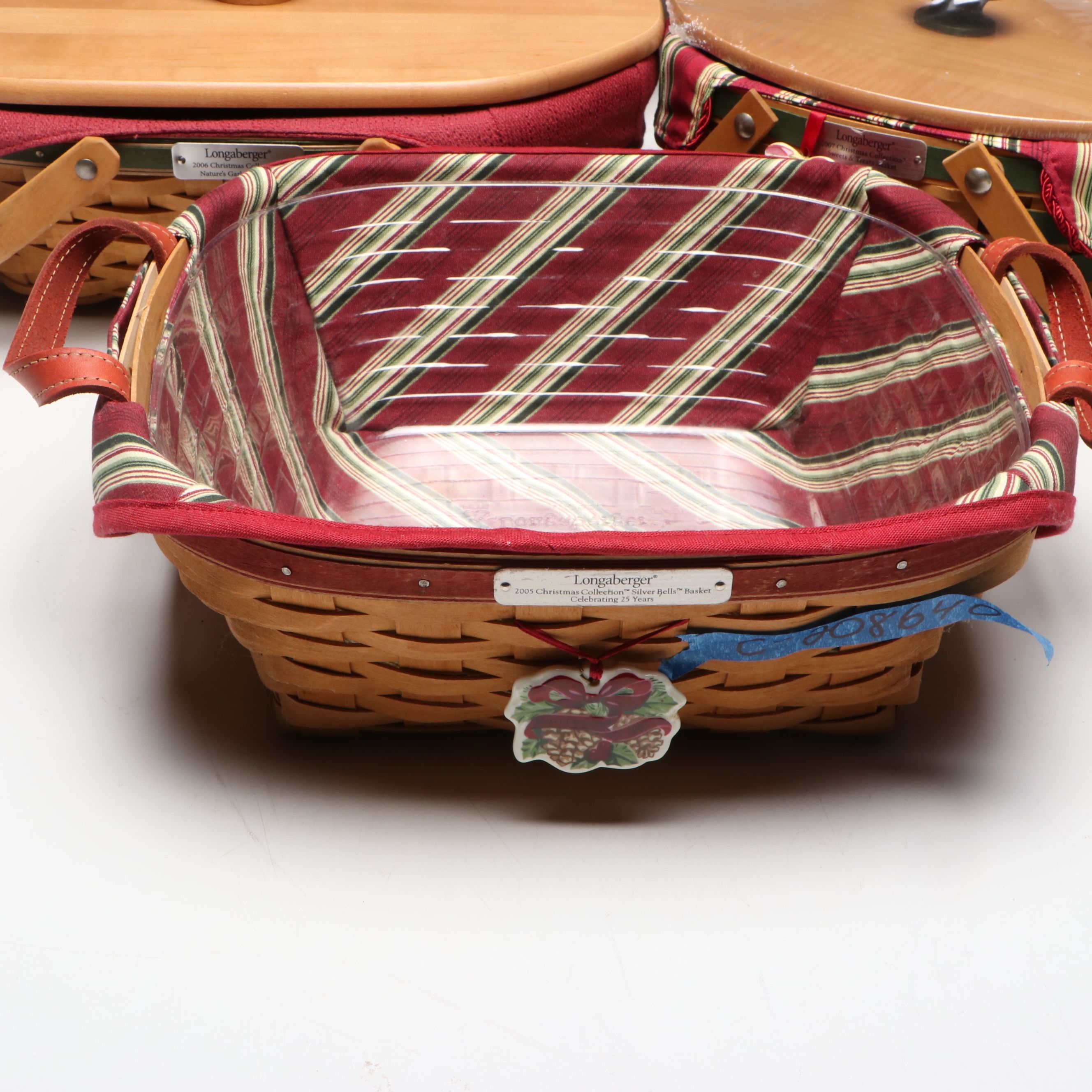 Longaberger Christmas Collection Baskets and Ceramic Casserole Dish
