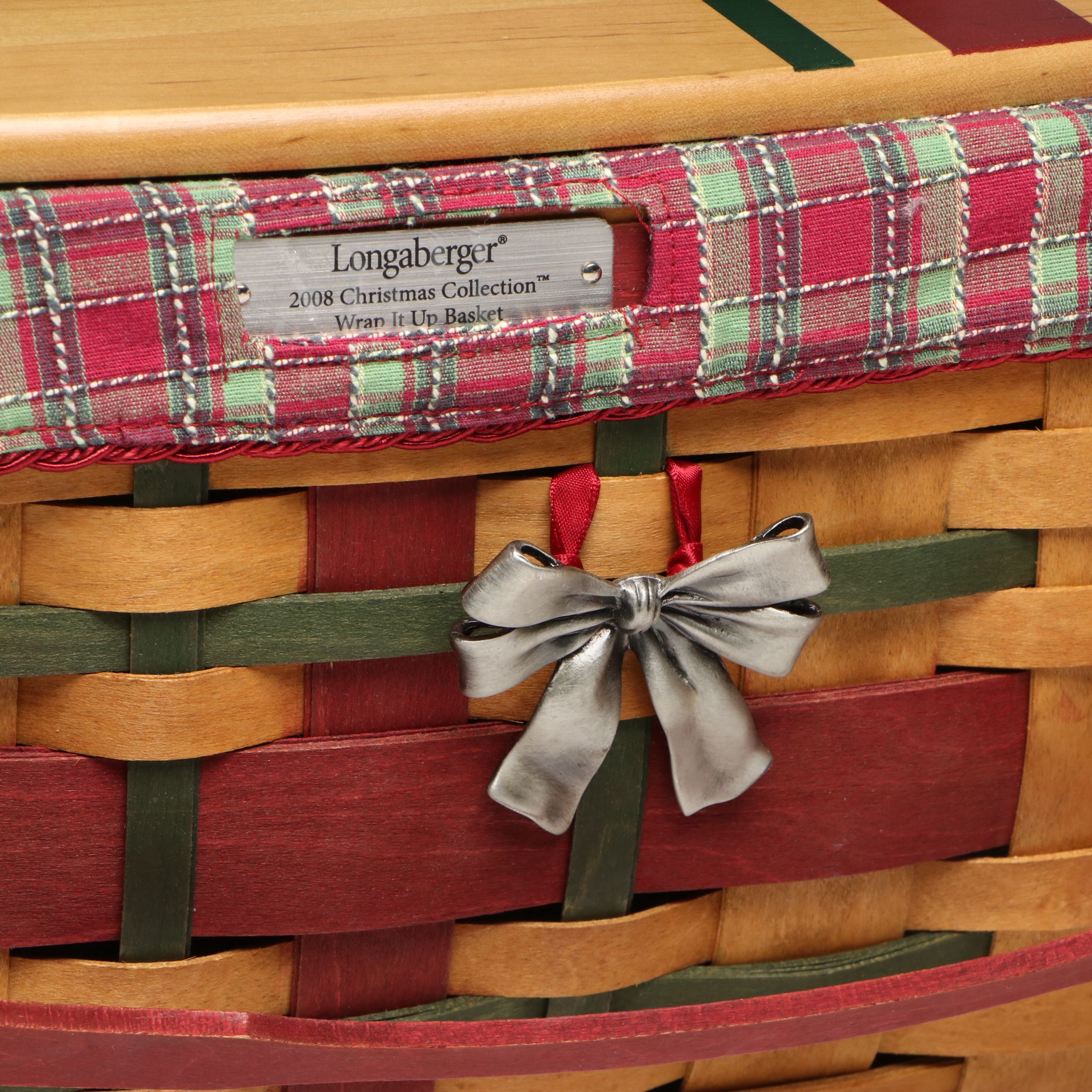 Longaberger Christmas Collection Baskets and Ceramic Casserole Dish