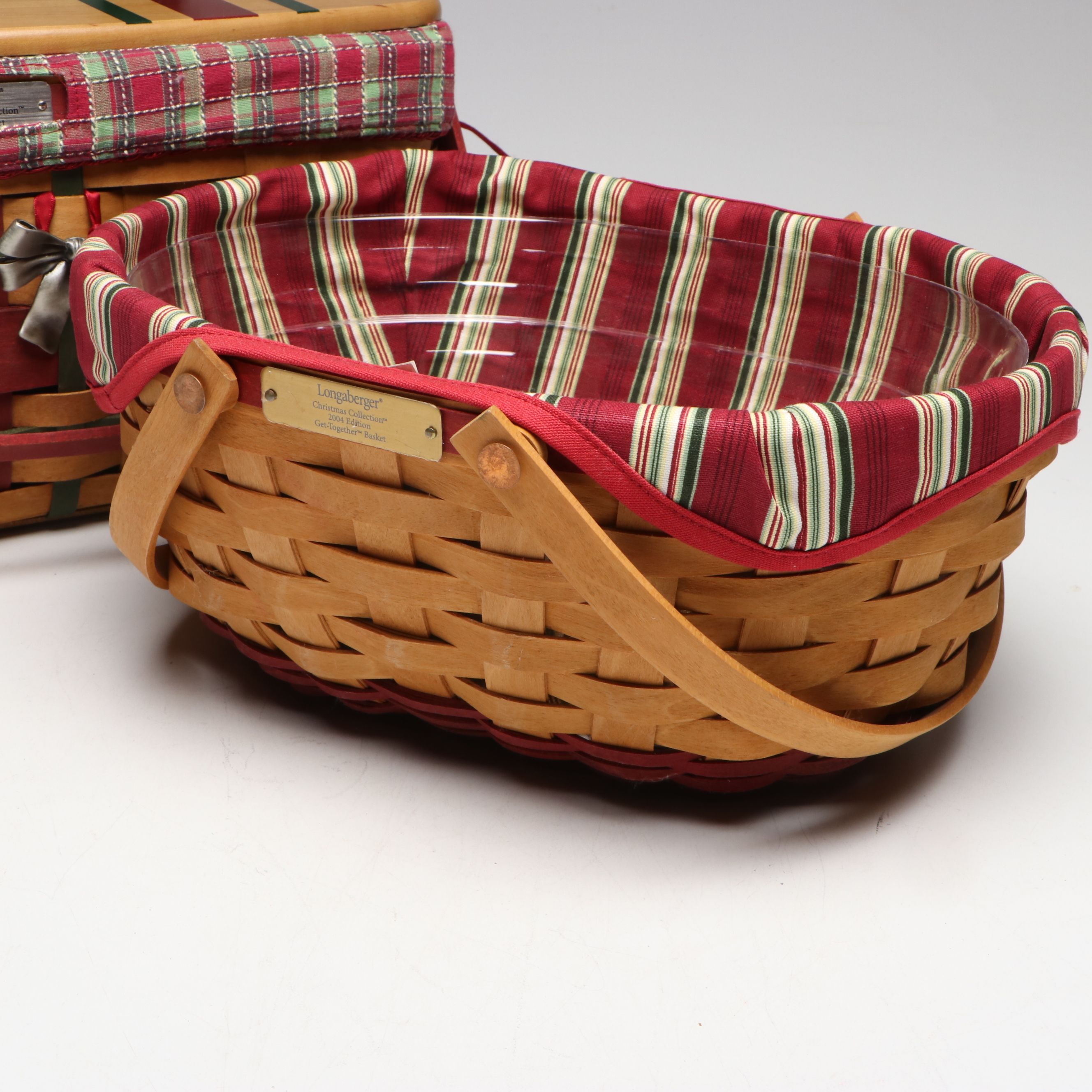 Longaberger Christmas Collection Baskets and Ceramic Casserole Dish