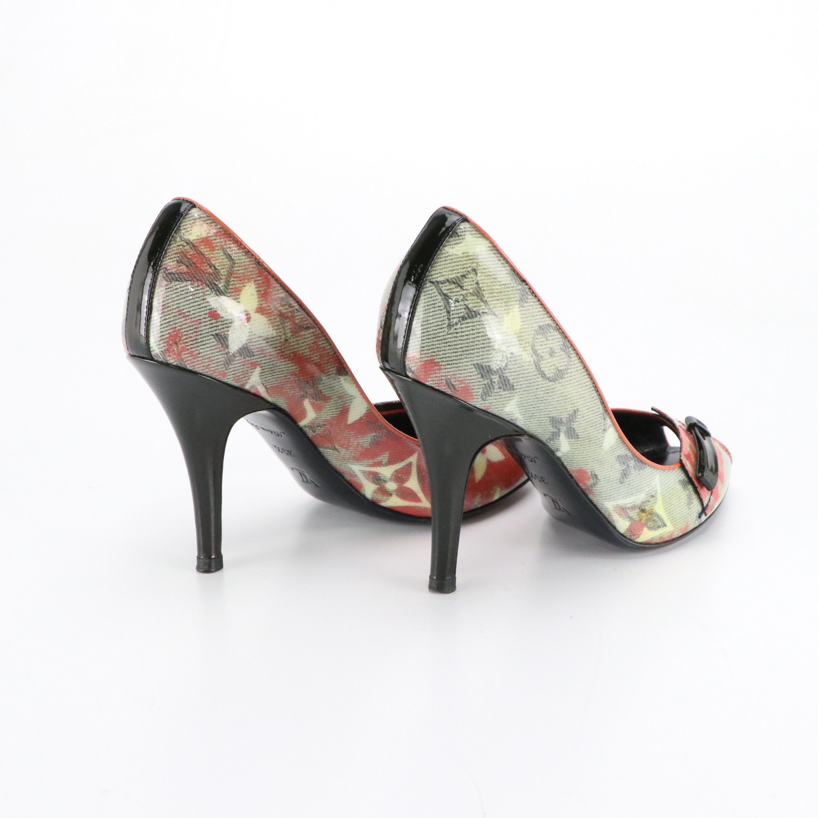 Louis Vuitton Richard Prince Flash Pulp Monogram Coated Denim Peep-Toe Pumps