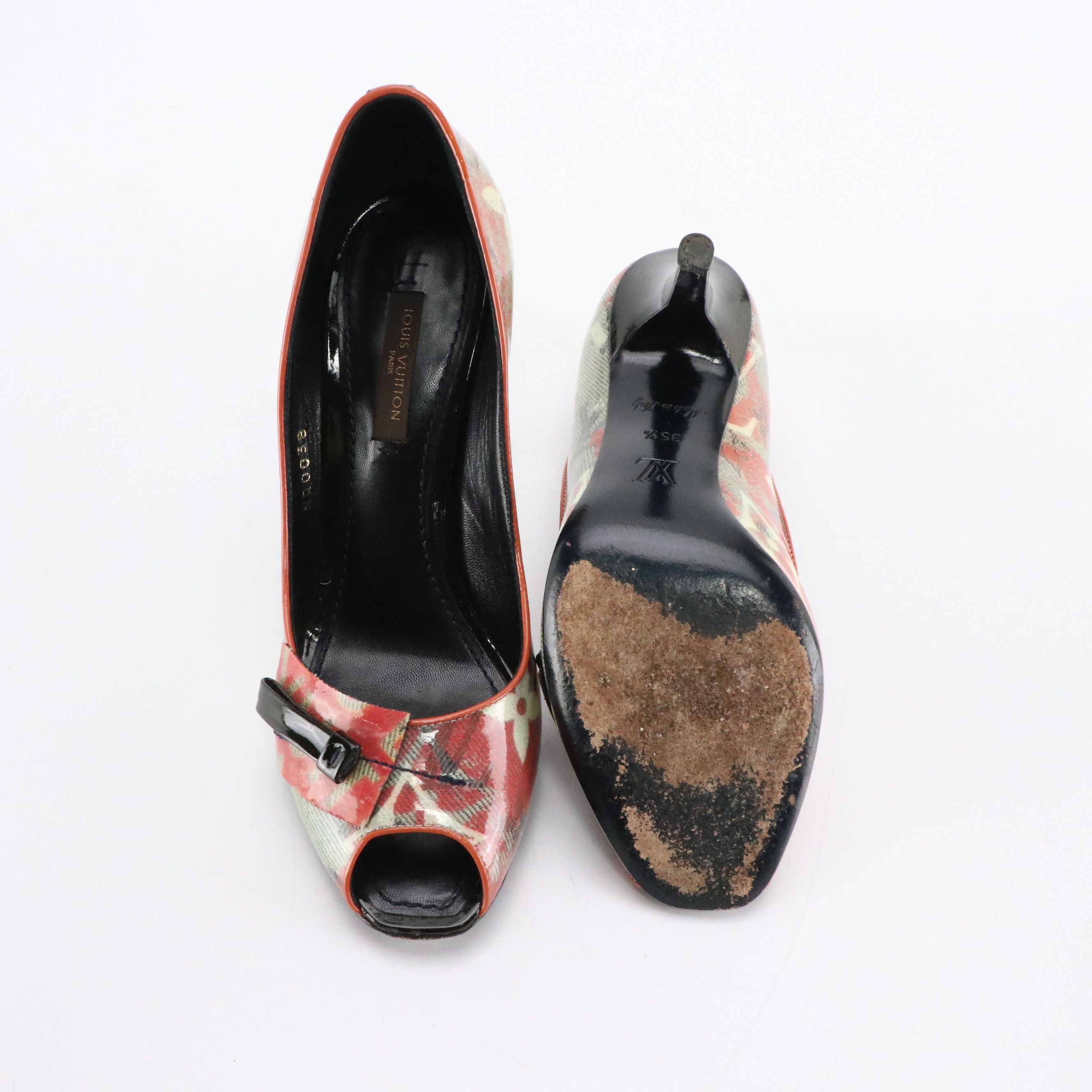 Louis Vuitton Richard Prince Flash Pulp Monogram Coated Denim Peep-Toe Pumps