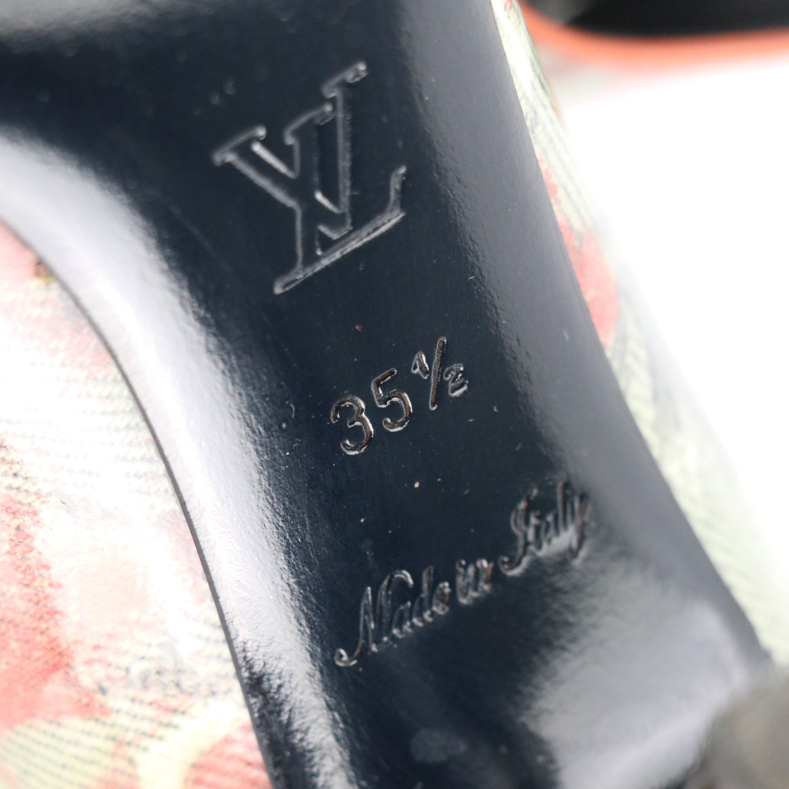 Louis Vuitton Richard Prince Flash Pulp Monogram Coated Denim Peep-Toe Pumps