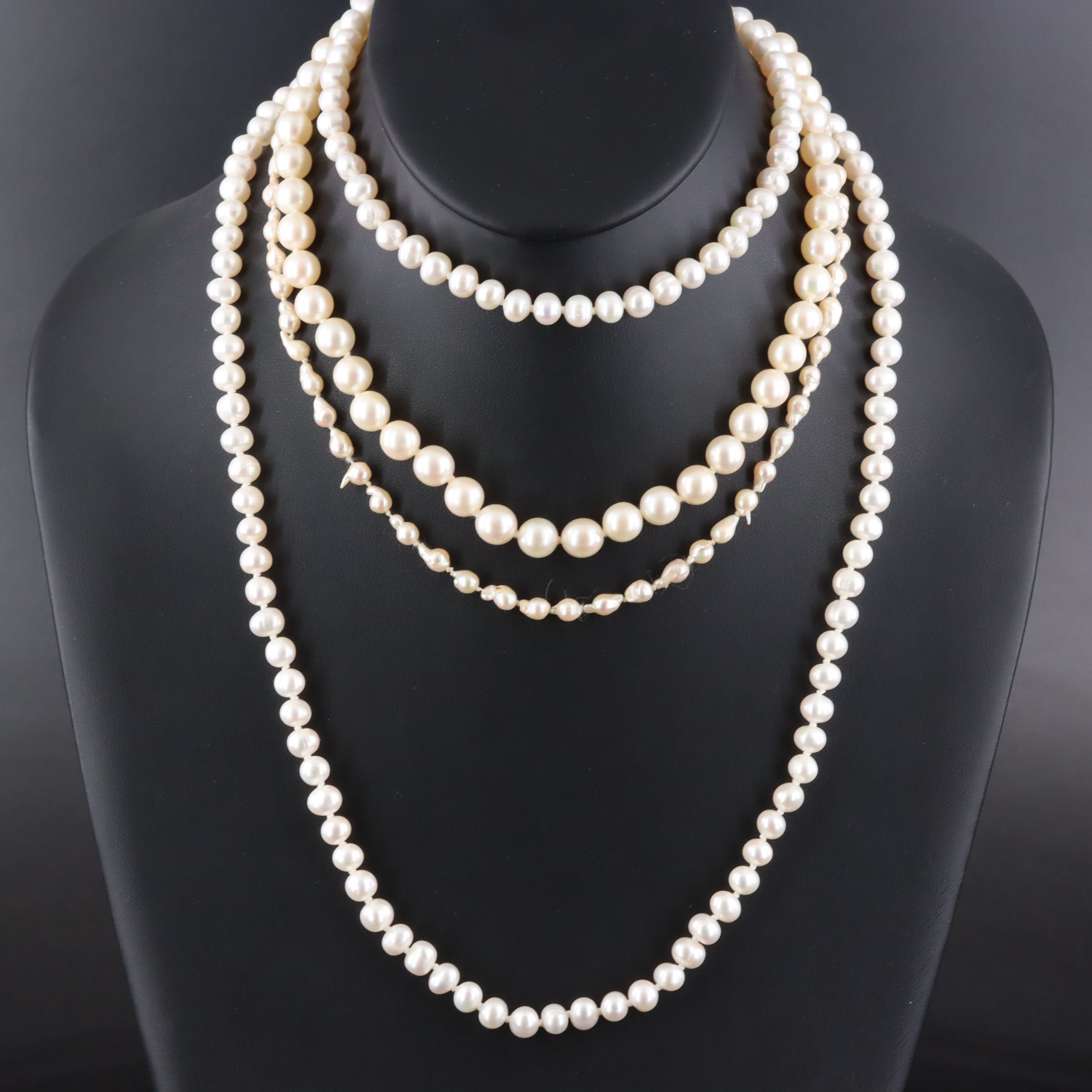 Vintage Pearl Necklaces Including 14K and Sterling