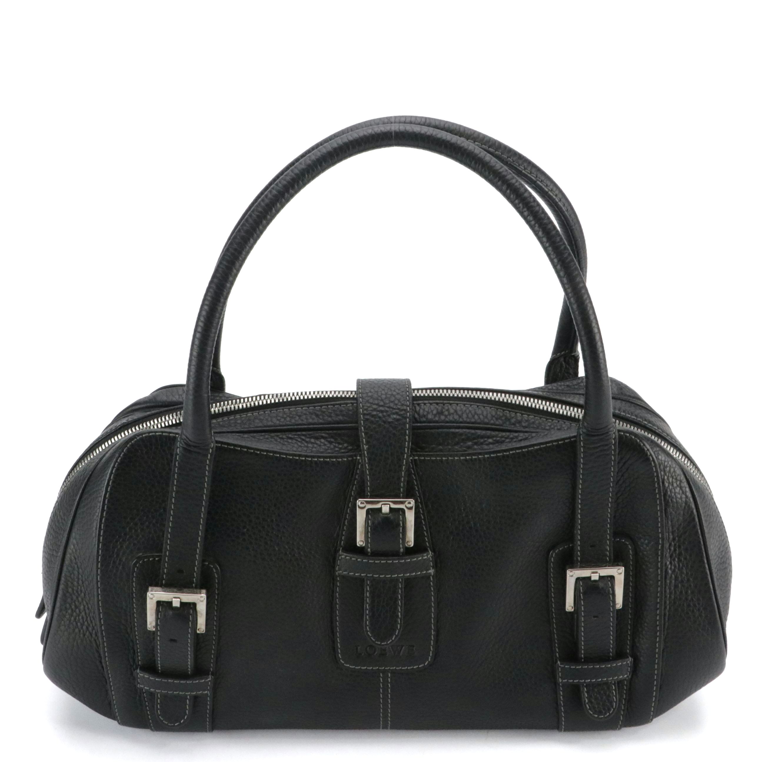 Loewe Senda Handbag in Black Grained Calfskin Leather