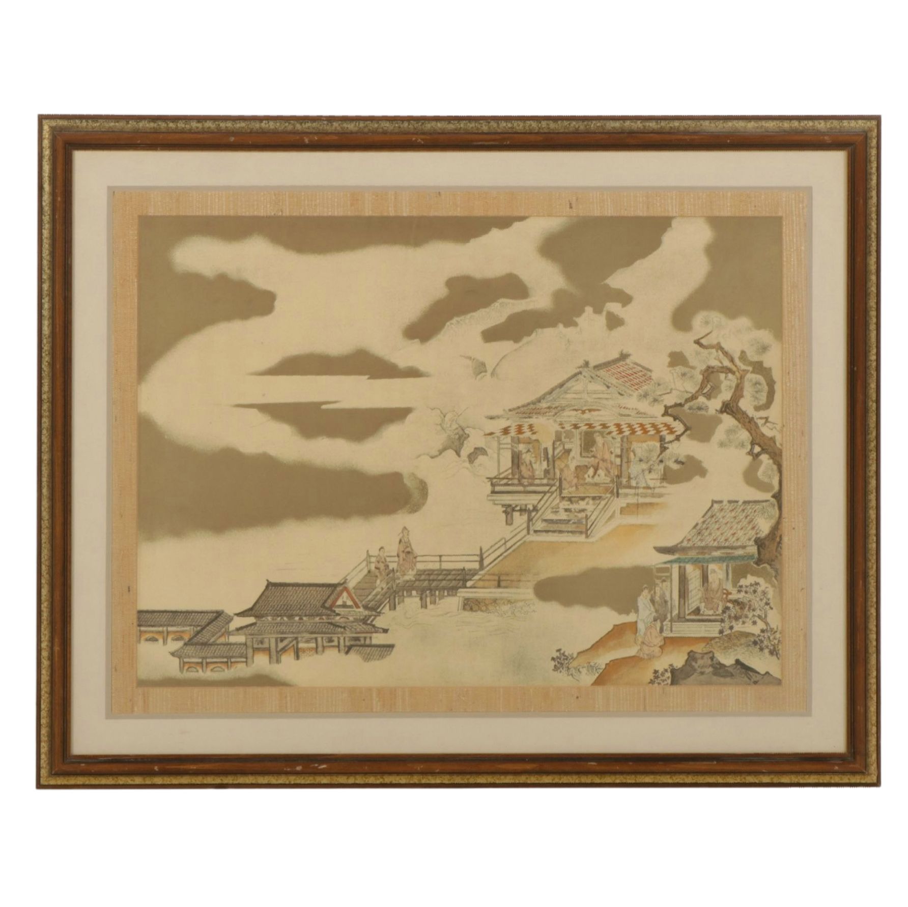 Lithograph After Kanō Tan'yū "Summer Palace", Mid to Late 20th Century