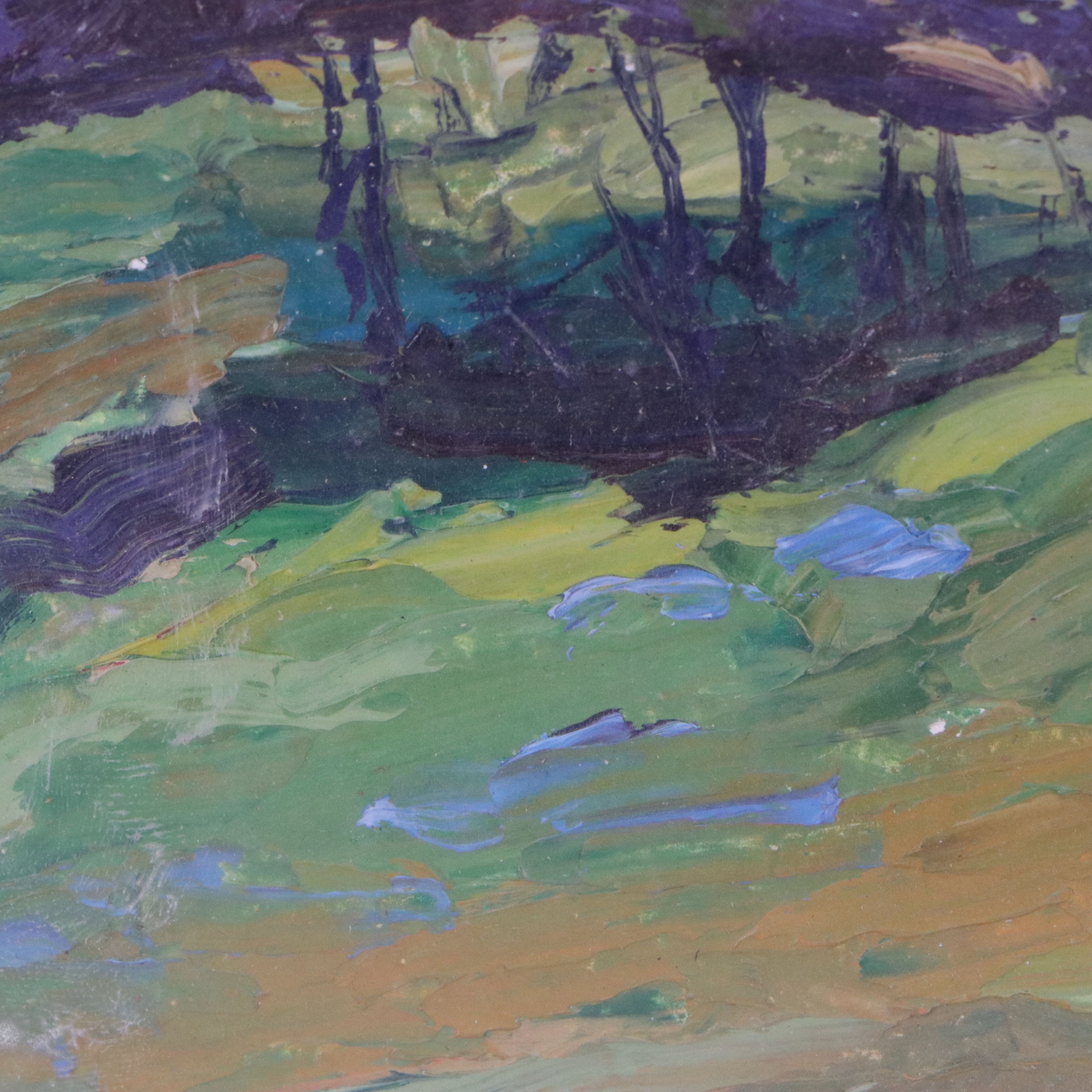 Rowena Sandford Landscape Oil Painting, 1973